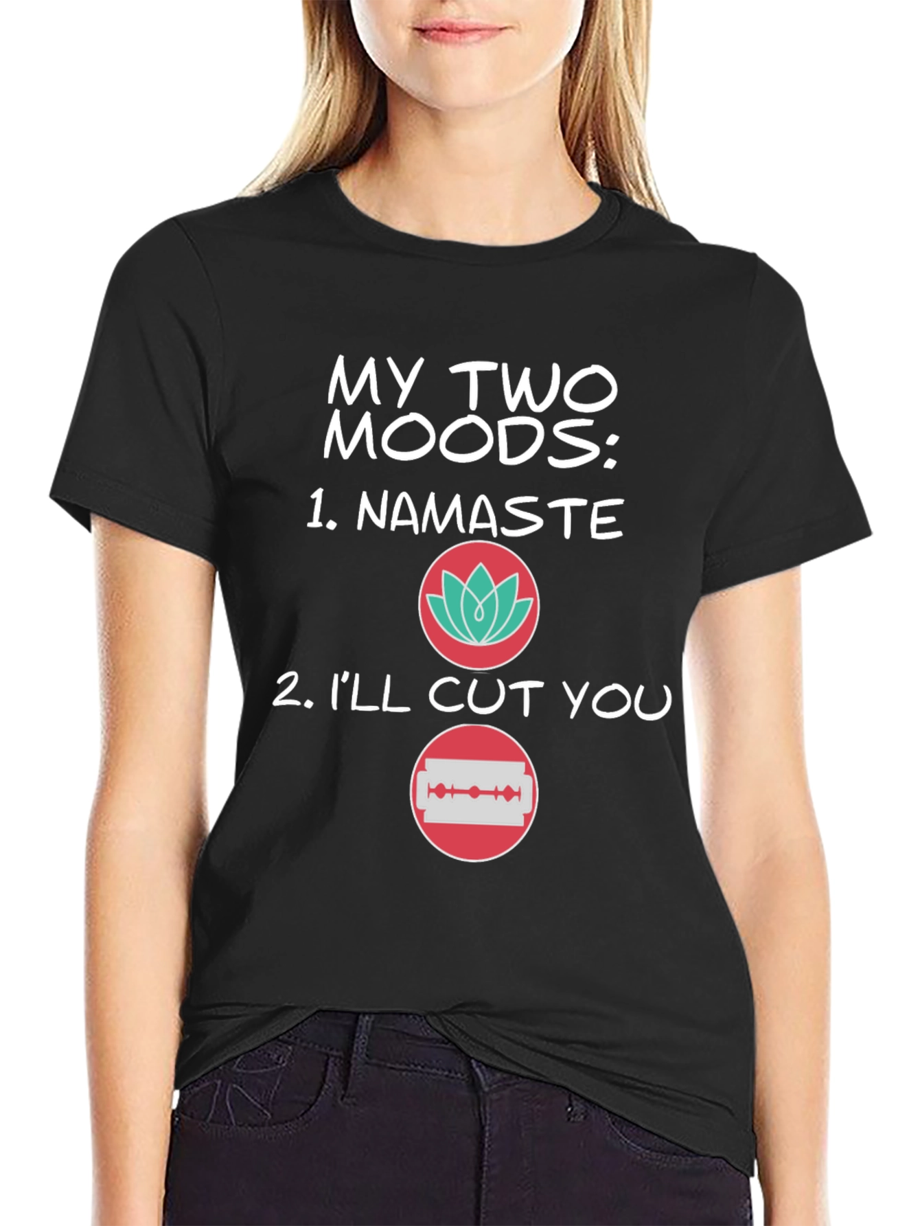Black My Two Moods T-Shirt - Funny Graphic Tee view 2