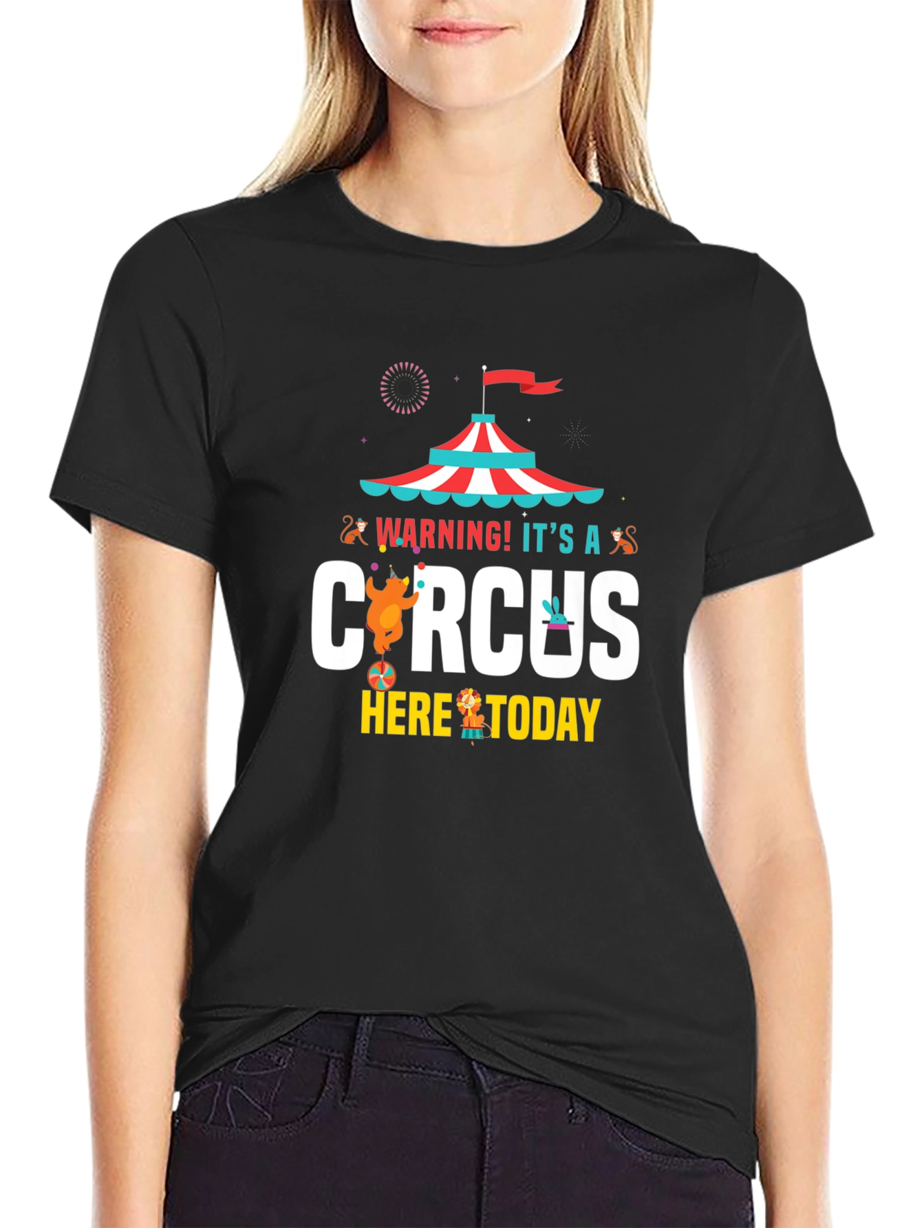 Black Circus Graphic Men's T-Shirt - Fun Design view 2