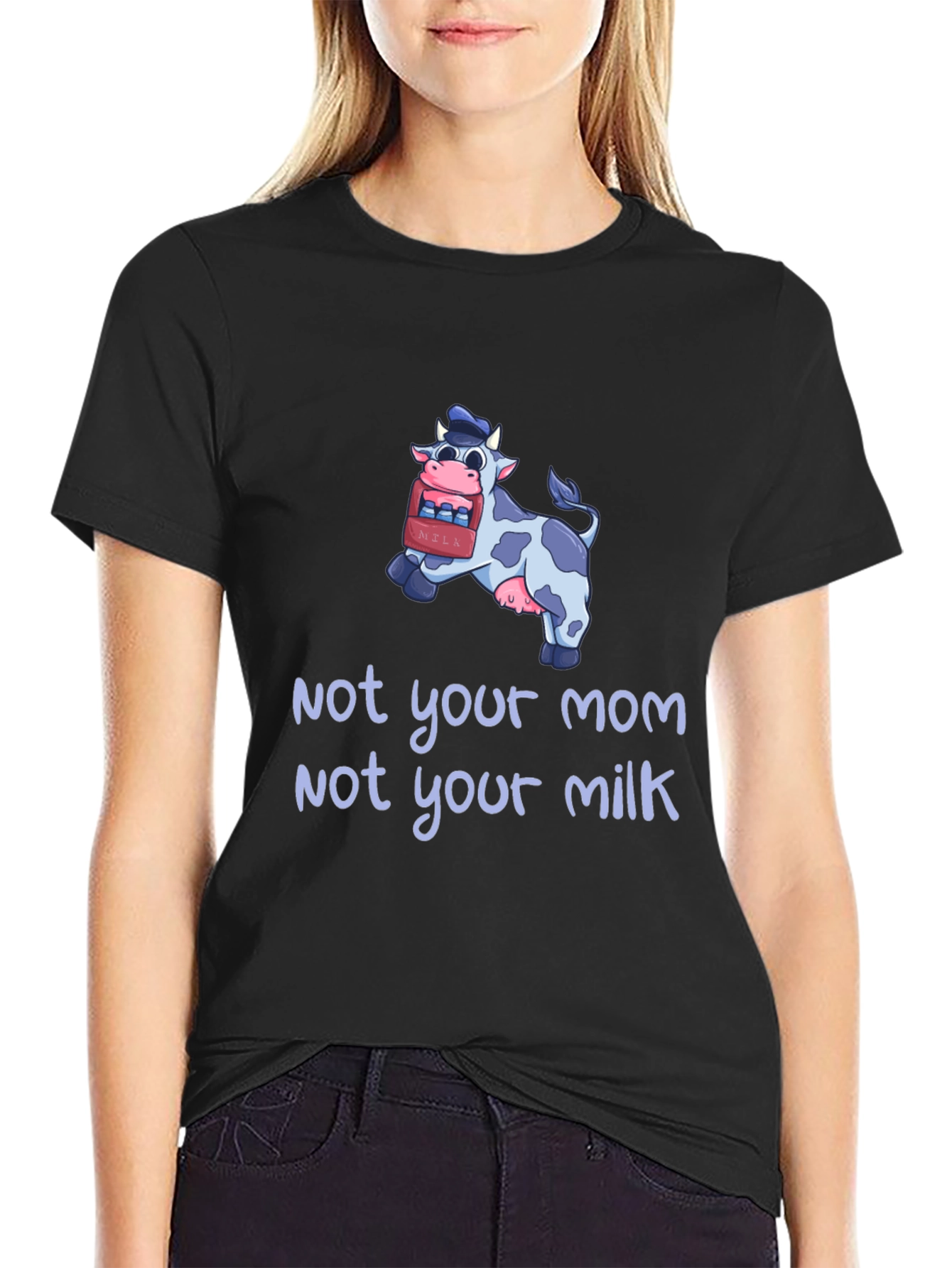 Black Not Your Mom, Not Your Milk Vegan T-Shirt view 2