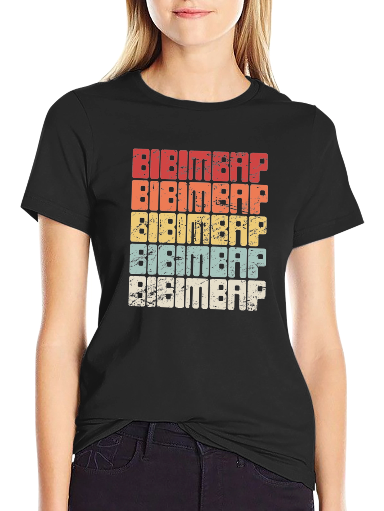 Black Bibimbap Retro T-Shirt - Korean Food Lover Tee view 2
