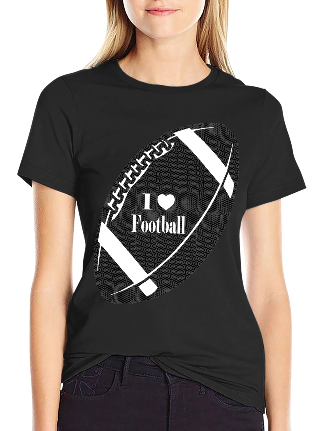 Black I Heart Football Black T-Shirt view 2