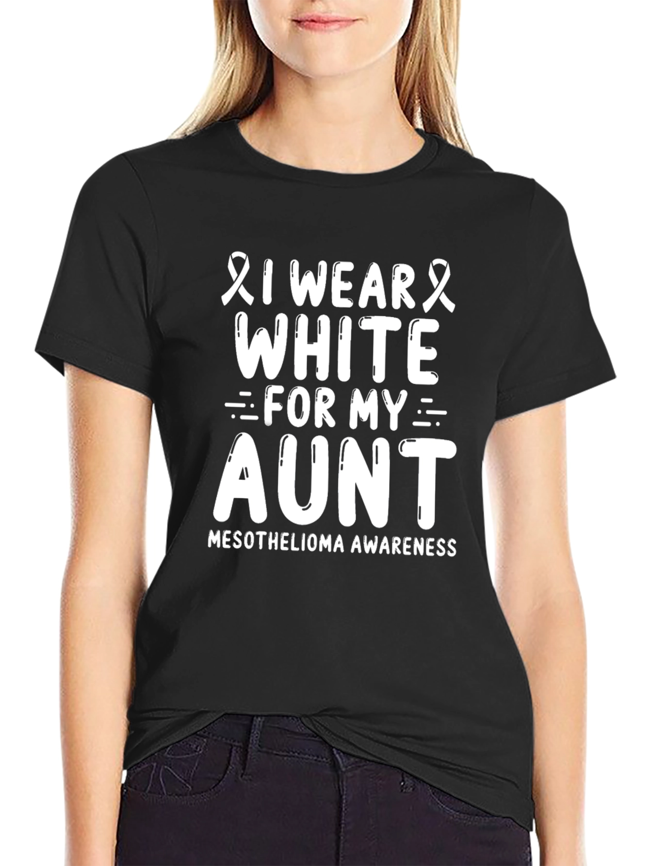 I Wear White For My Aunt T-Shirt - Mesothelioma Awareness - 2