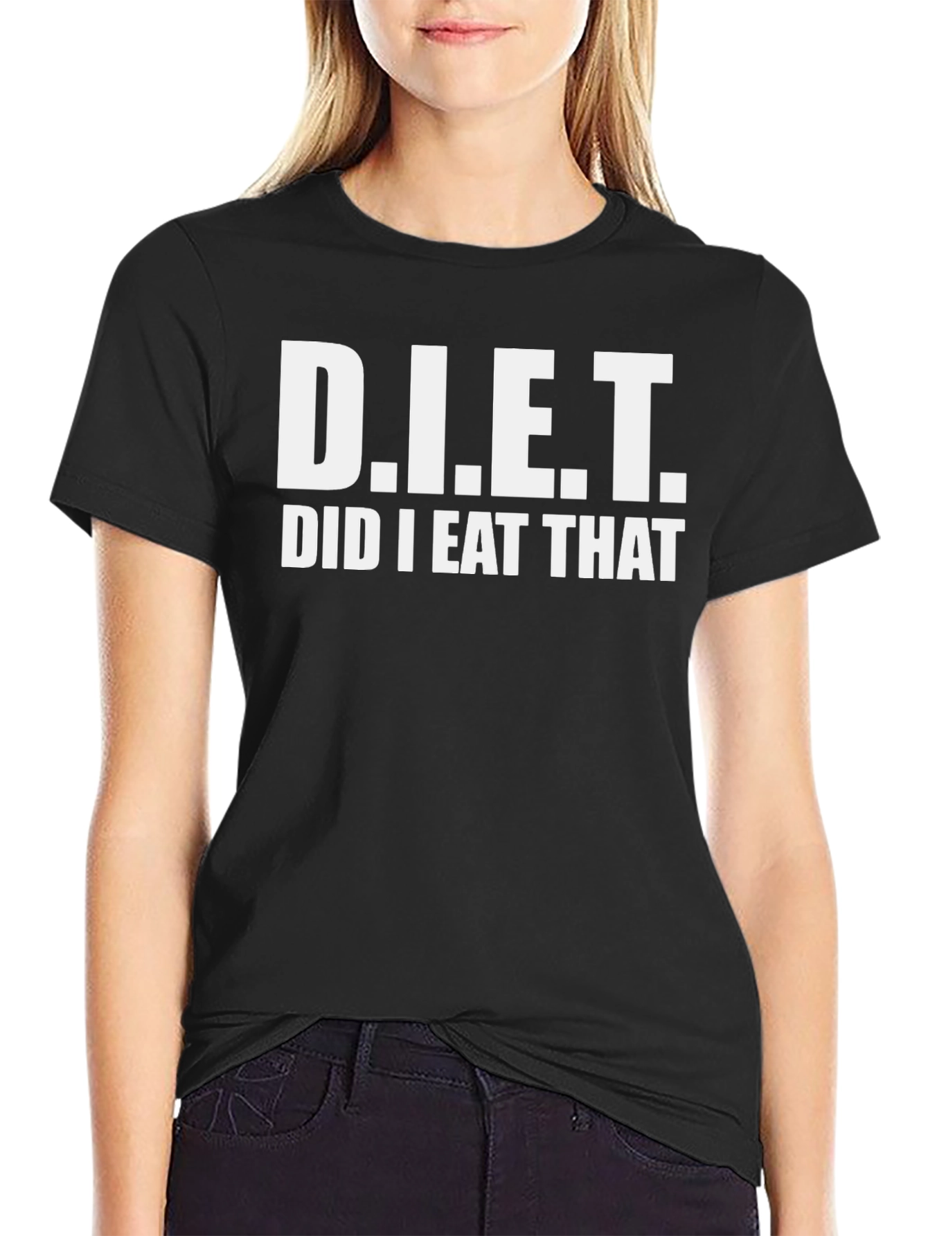 Black Funny Diet T-Shirt - Did I Eat That? - Sarcastic Tee view 2