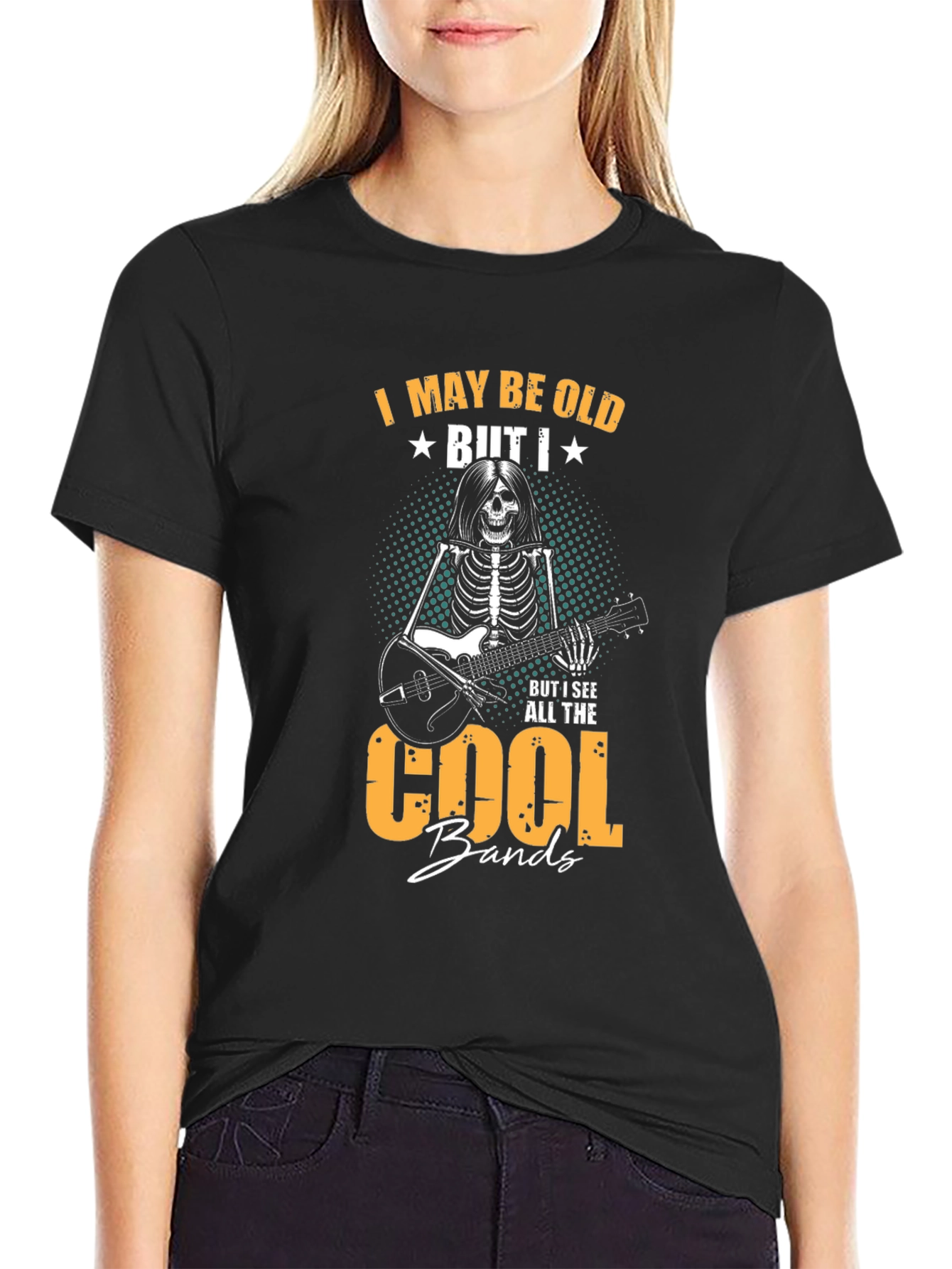 Black I May Be Old But I See All the Cool Bands T-Shirt view 2