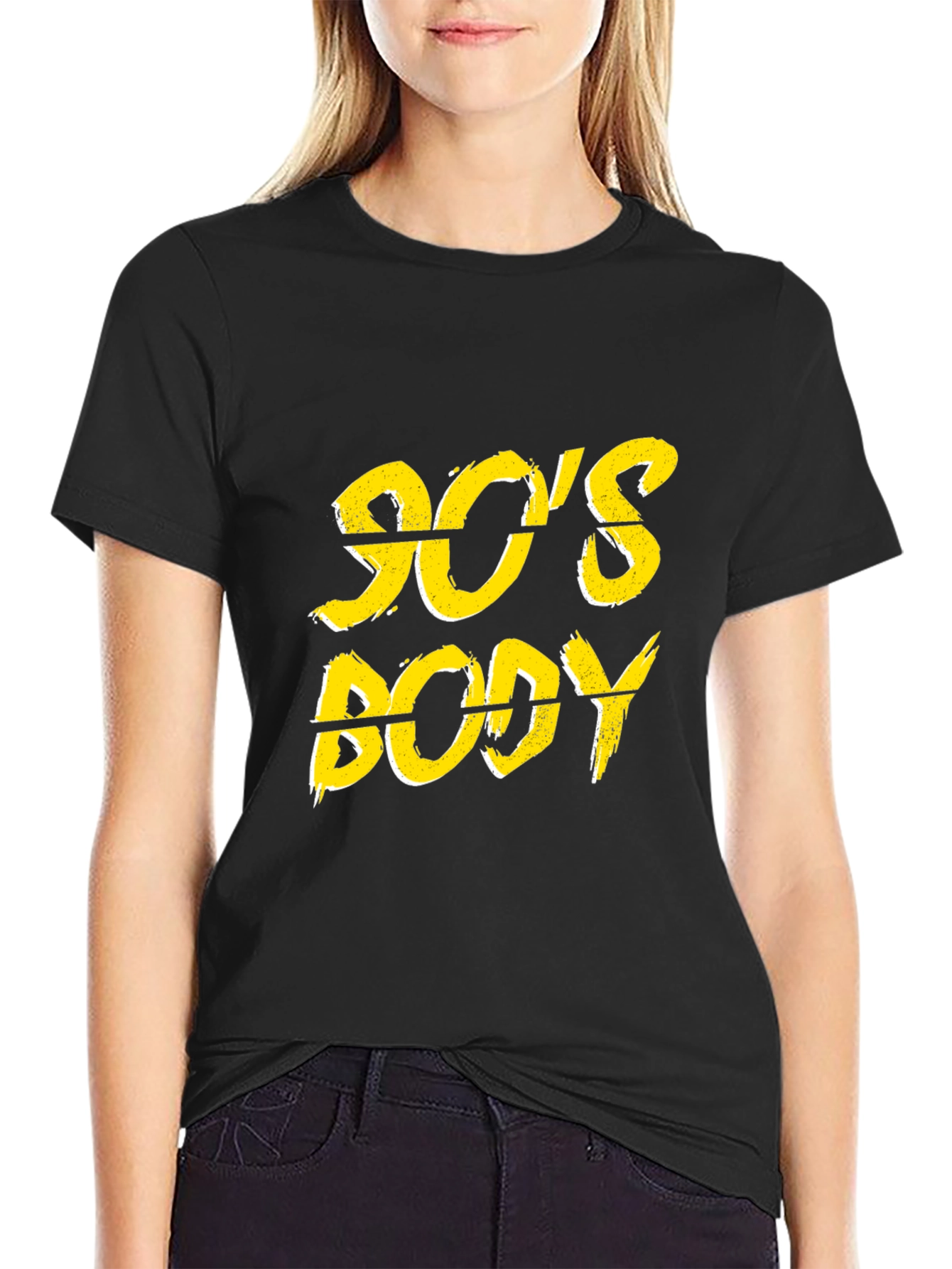 Black 90's Body Graphic Print Black T-Shirt view 2
