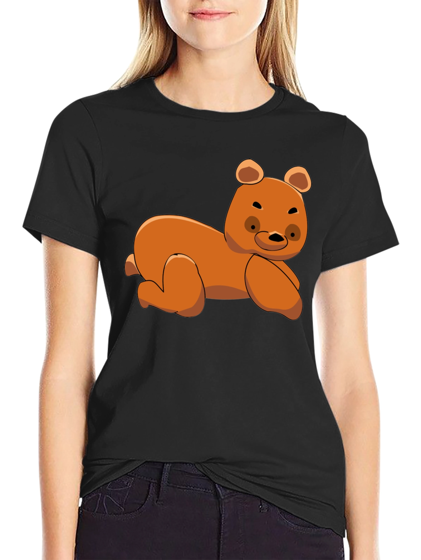 Black Cute Bear Graphic T-Shirt view 2