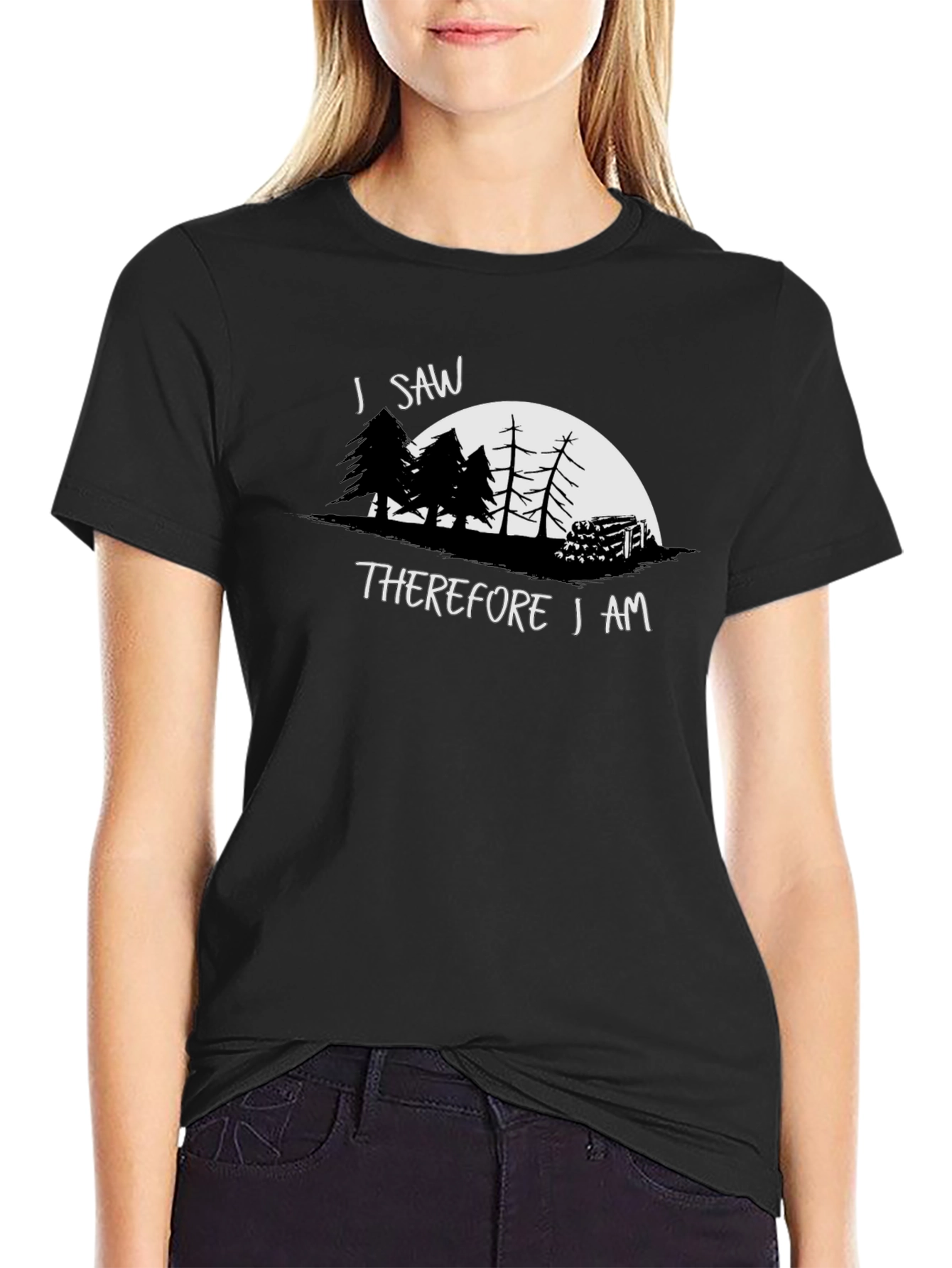 Black I Saw Therefore I Am Graphic T-Shirt view 2