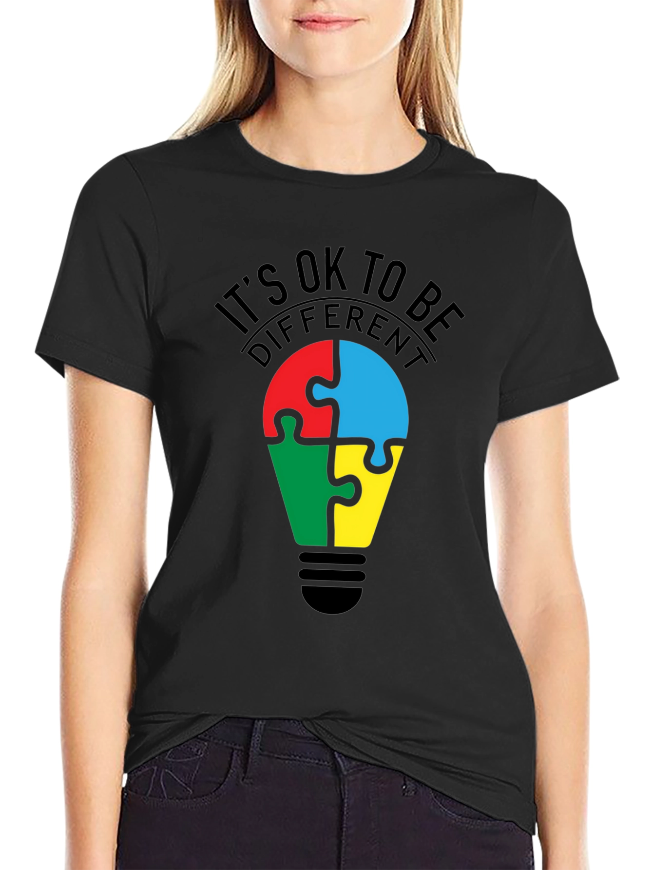 Black It's Ok to Be Different T-Shirt view 2