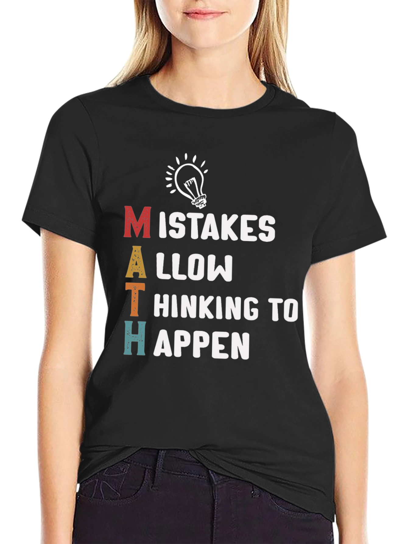 Black Math Mistakes T-Shirt - Thinking to Happen Tee view 2