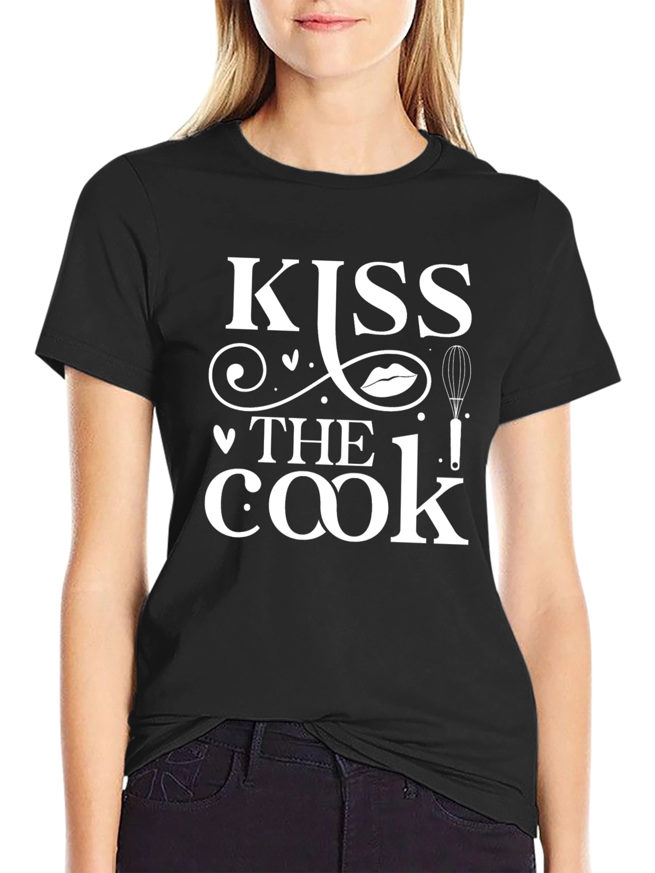Black Kiss The Cook T-Shirt - Funny Kitchen Apparel view 2