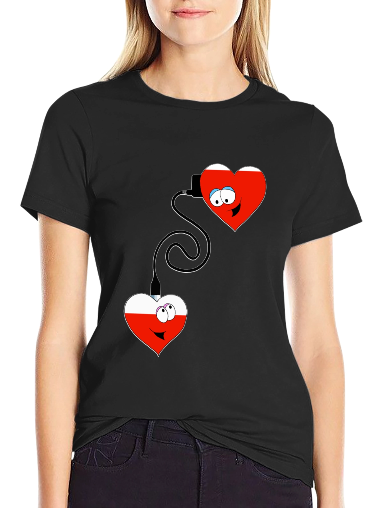 Black Connected Hearts Graphic T-Shirt view 2
