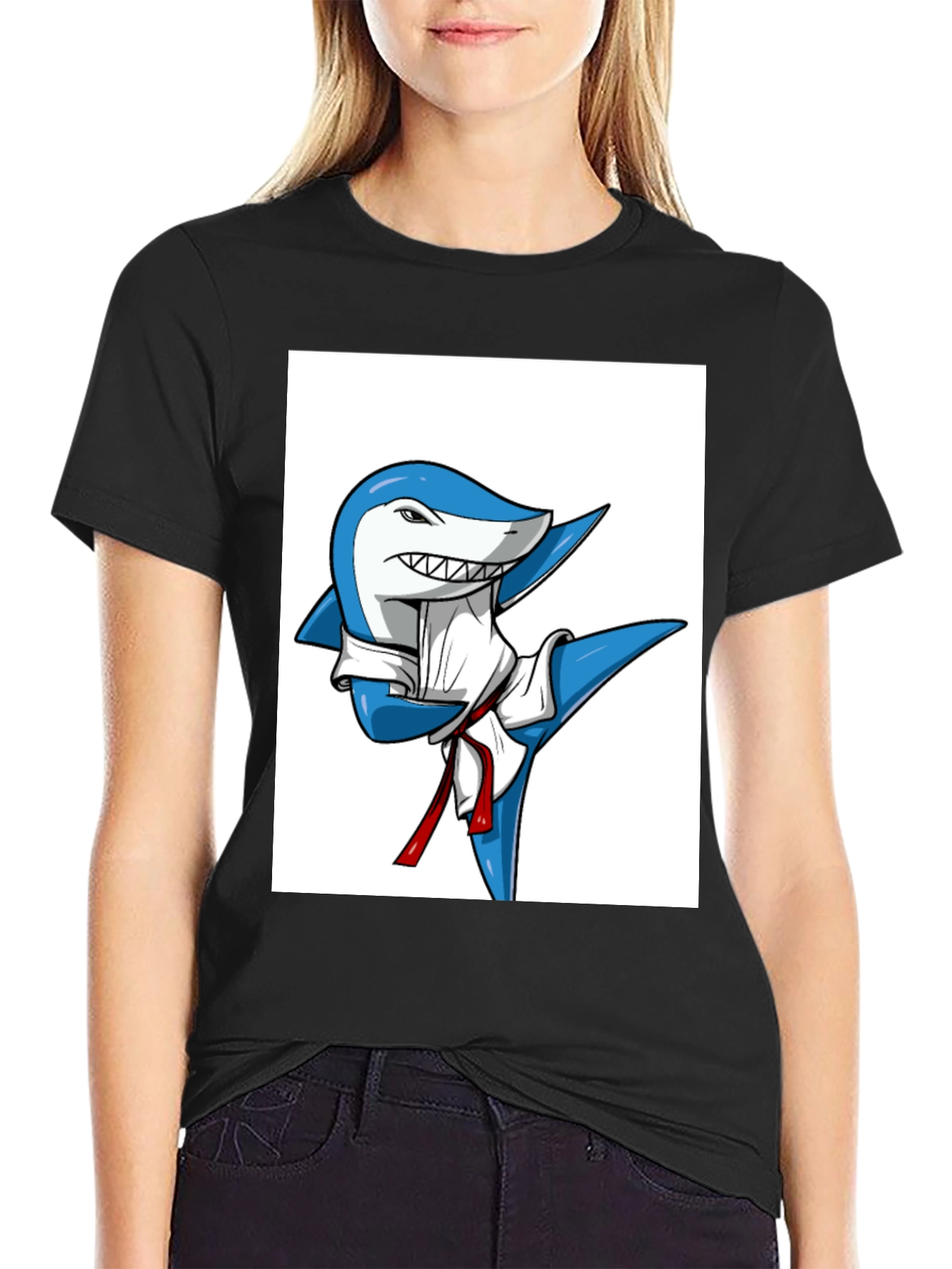 Martial Arts Shark T-Shirt - Black Cotton Tee - 2