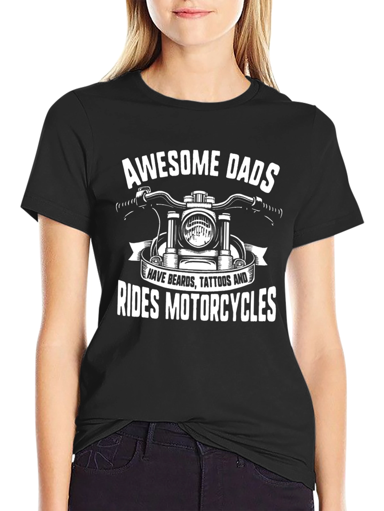 Black Awesome Dads Motorcycle T-Shirt view 2