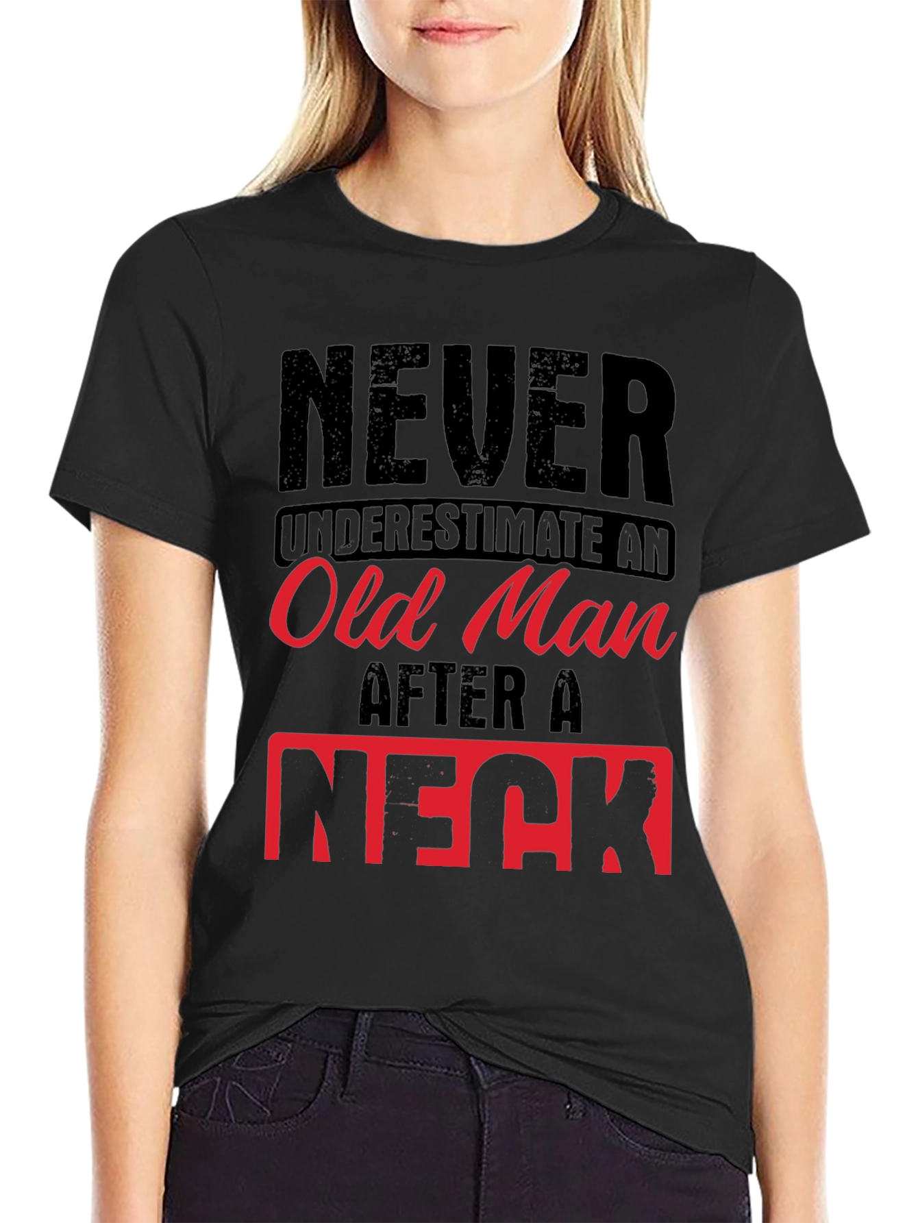 Black Never Underestimate Old Man Humor Graphic Tee view 2