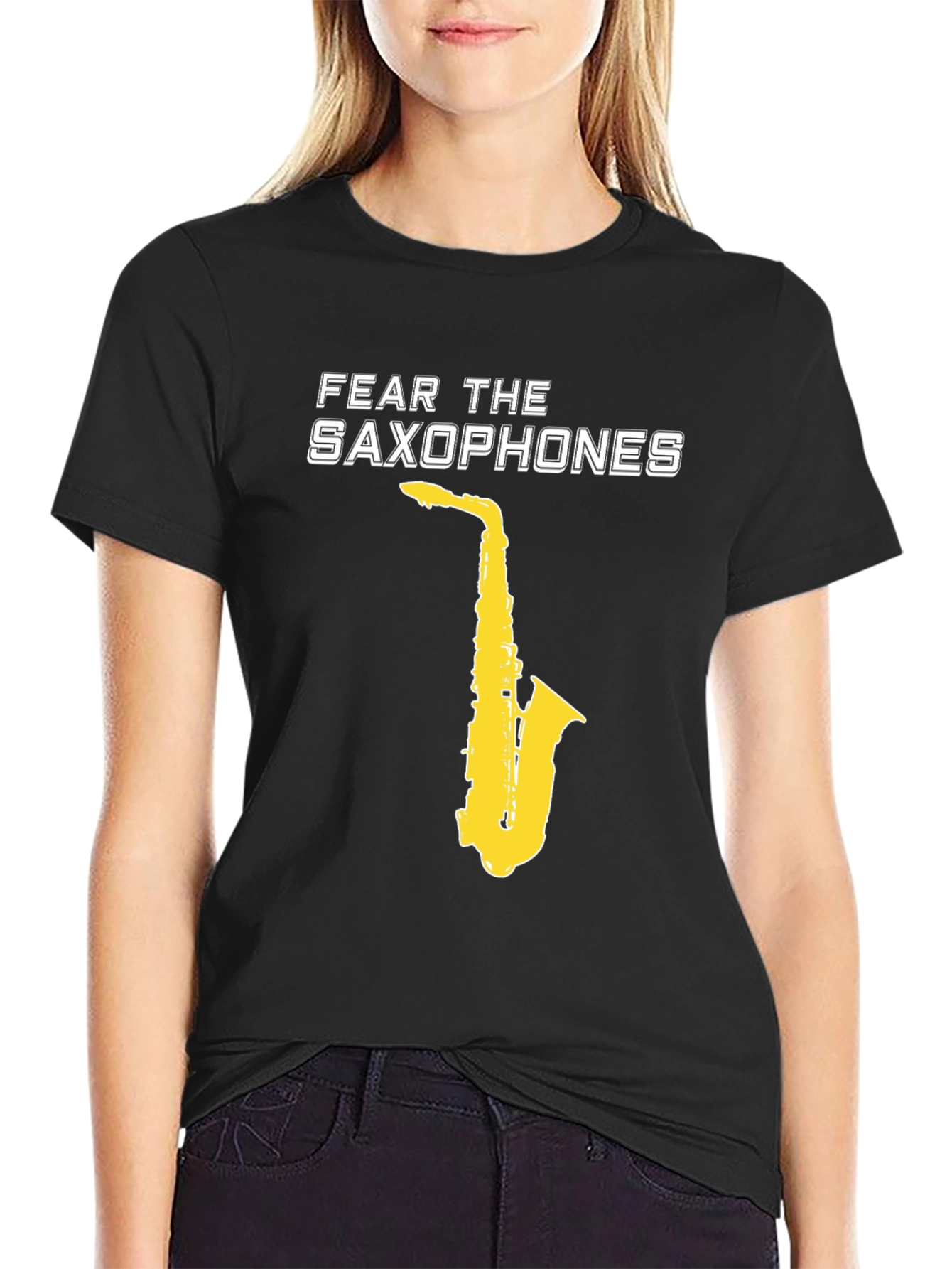 Black Fear the Saxophones Graphic Tee view 2