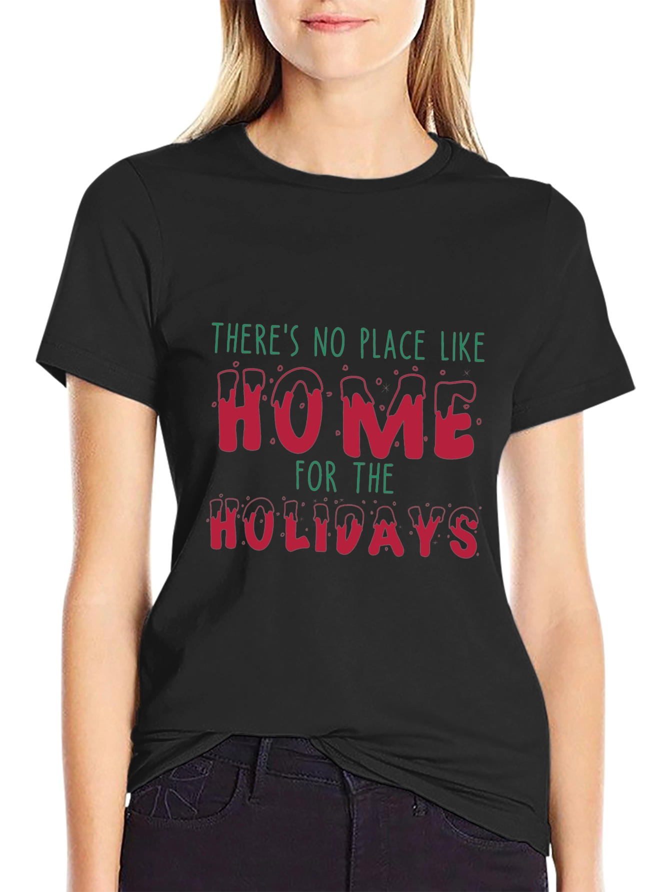 Black Festive Home for the Holidays Graphic Tee view 2