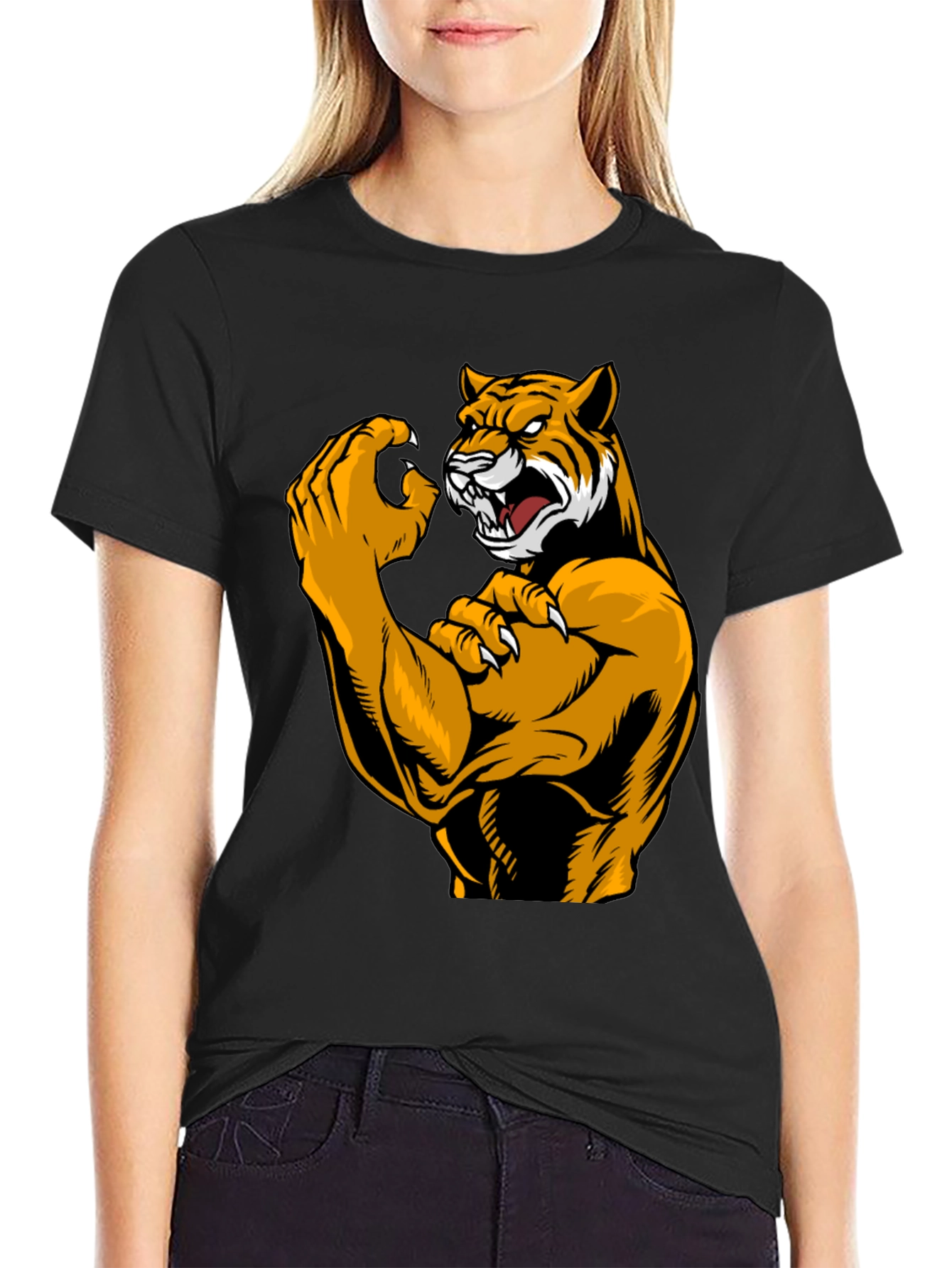 Black Tiger Muscle Black T-Shirt view 2