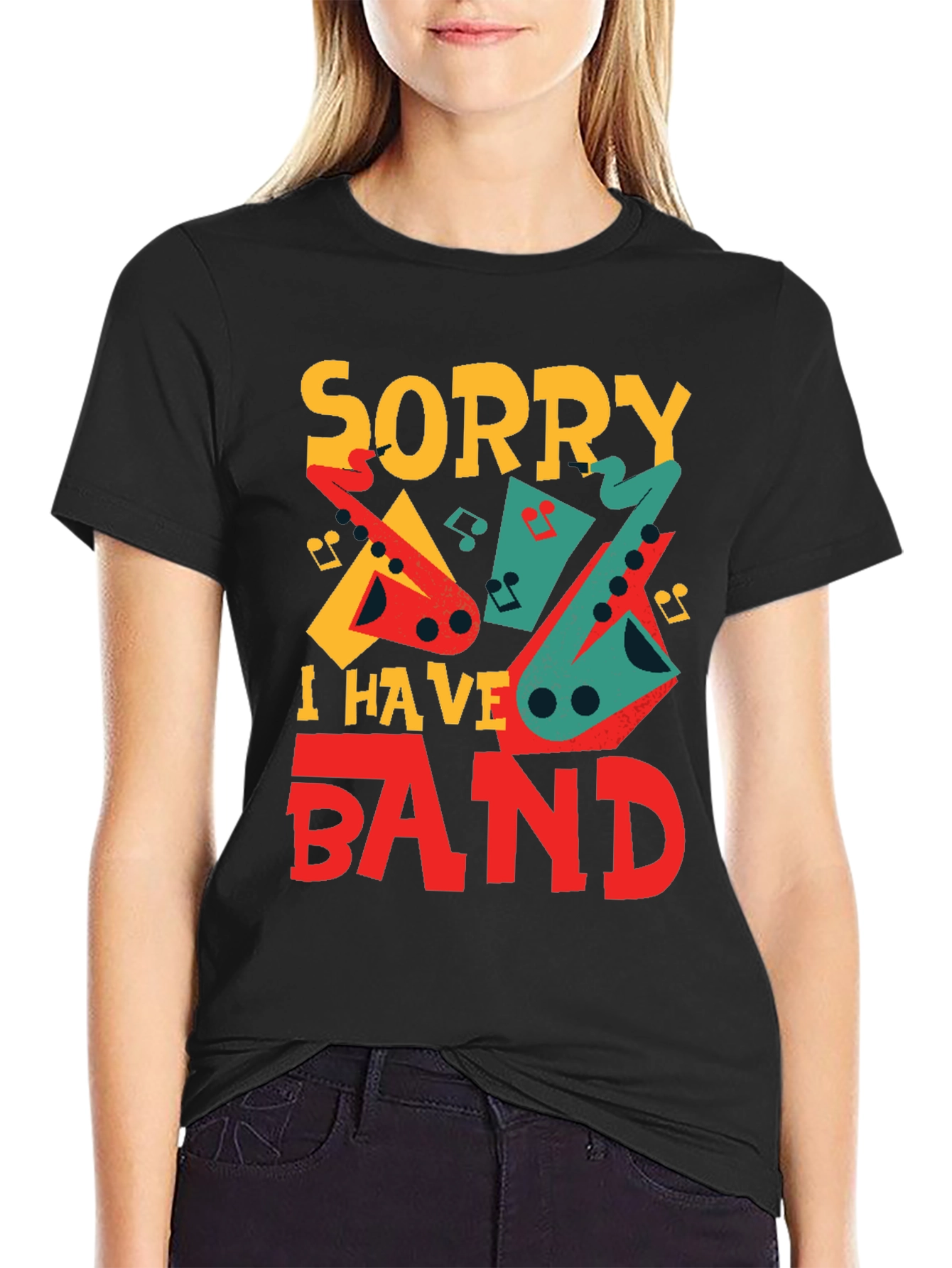 Black Sorry I Have Band Funny Musician T-Shirt view 2