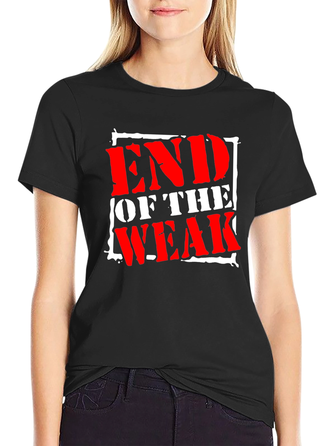 Black End of The Weak Graphic T-Shirt view 2