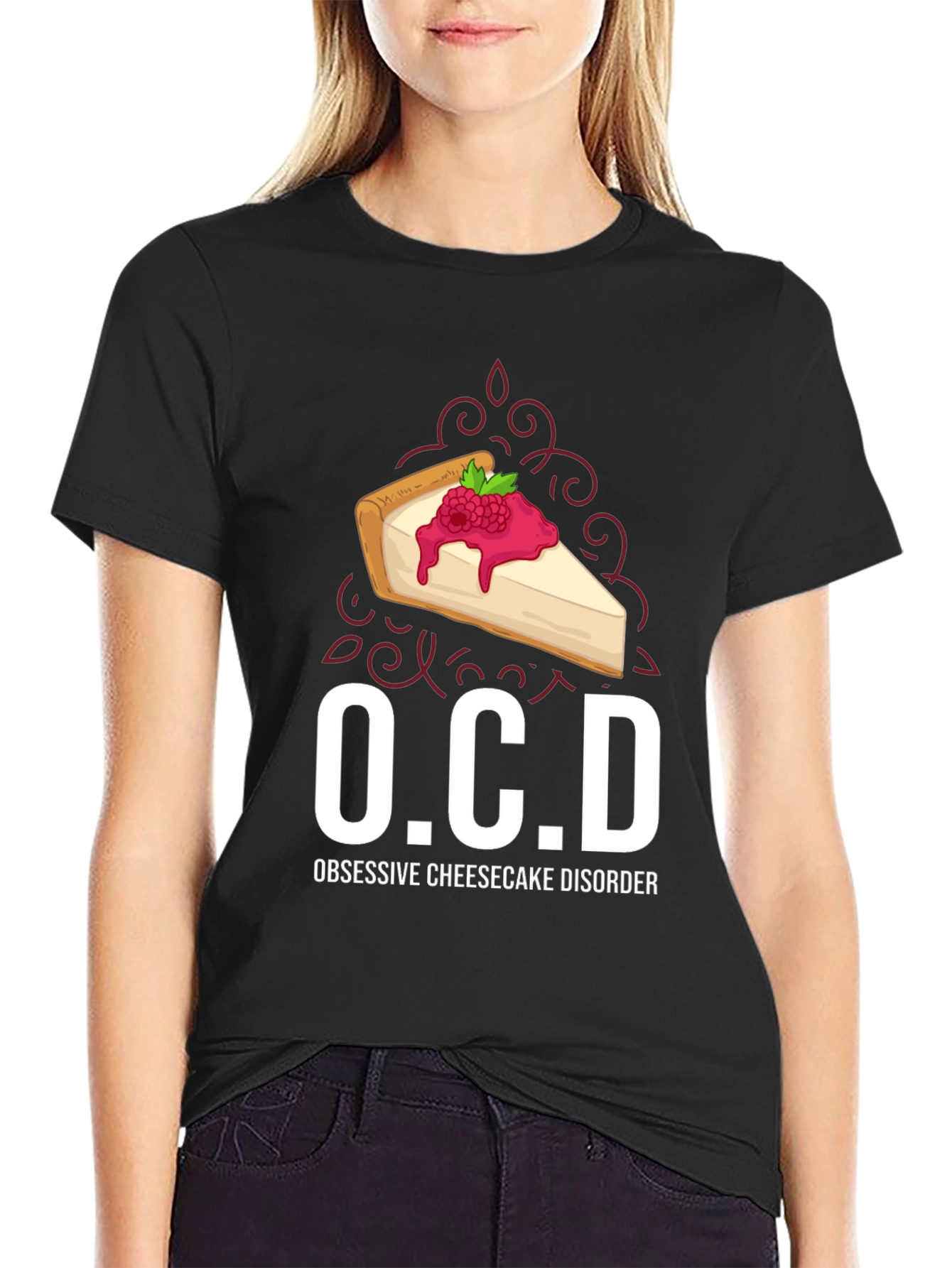 Black OCD Obsessive Cheesecake Disorder Graphic Tee view 2