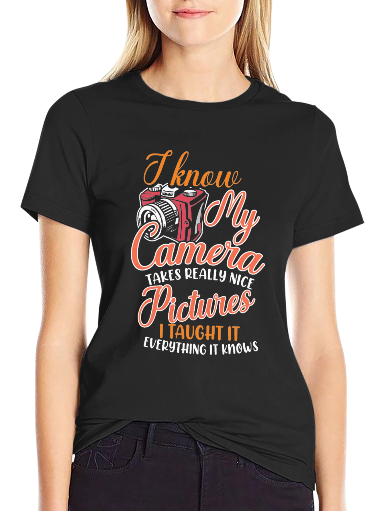 Black Photographer Graphic T-Shirt - I Know My Camera view 2