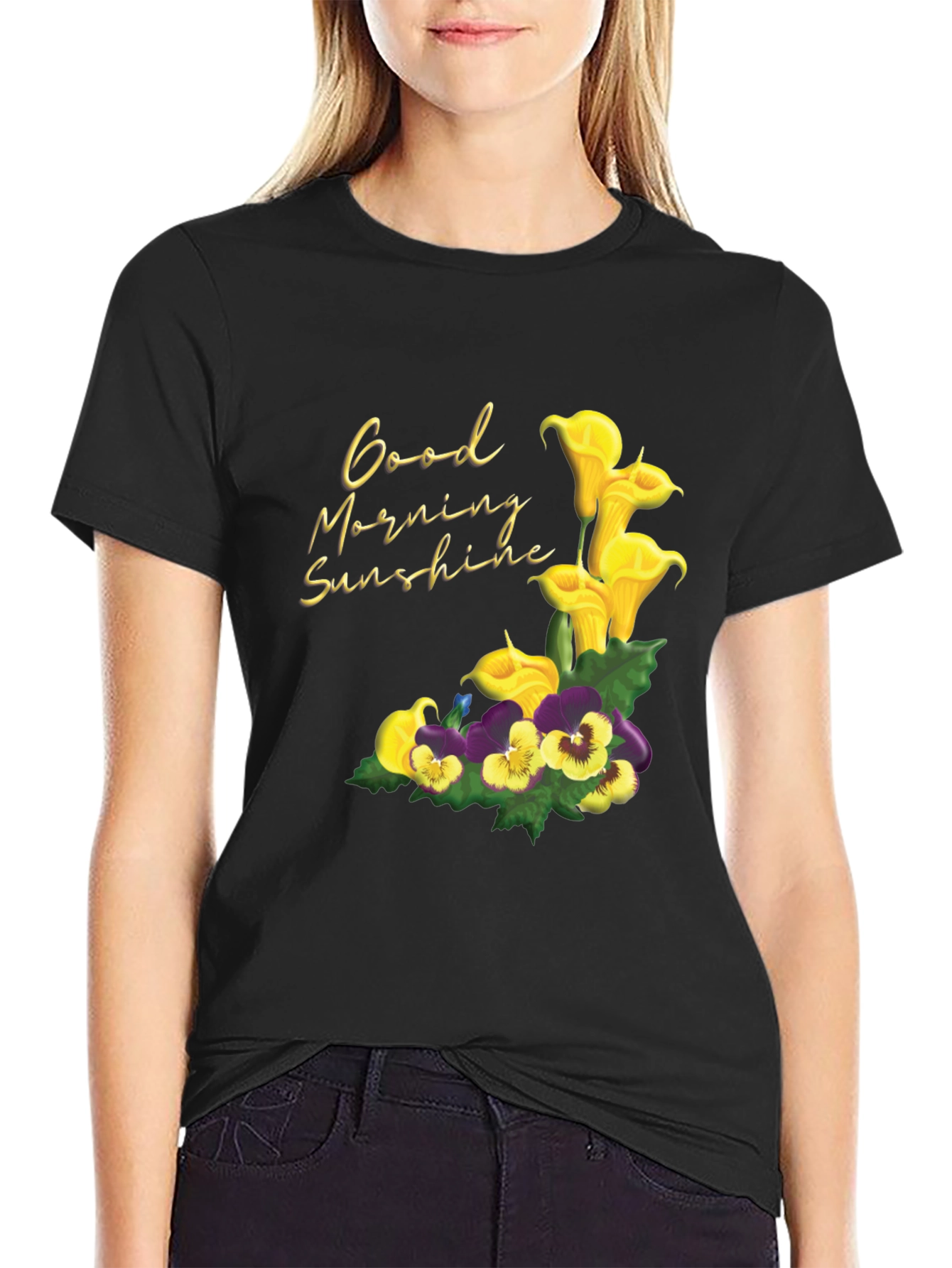 Black Sunshine Floral Graphic Tee view 2