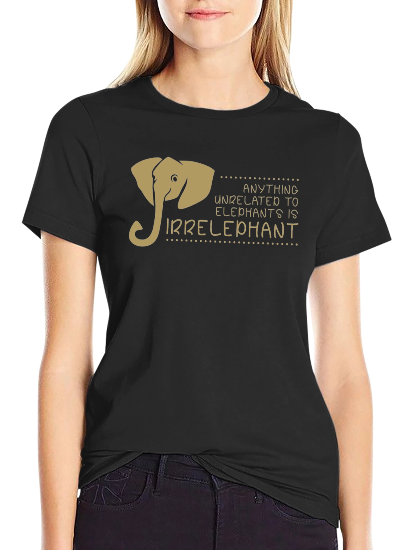 Black Irrelephant Graphic T-Shirt - Funny Elephant Design view 2