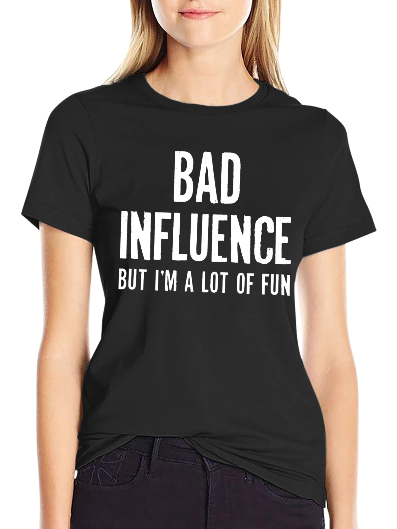 Black Bad Influence Fun T-Shirt view 2