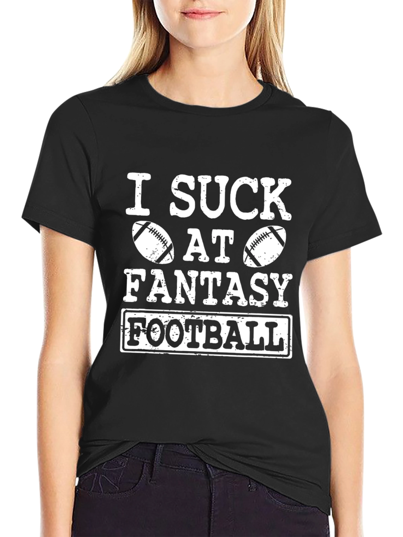 Black I Suck At Fantasy Football Black Graphic Tee view 2