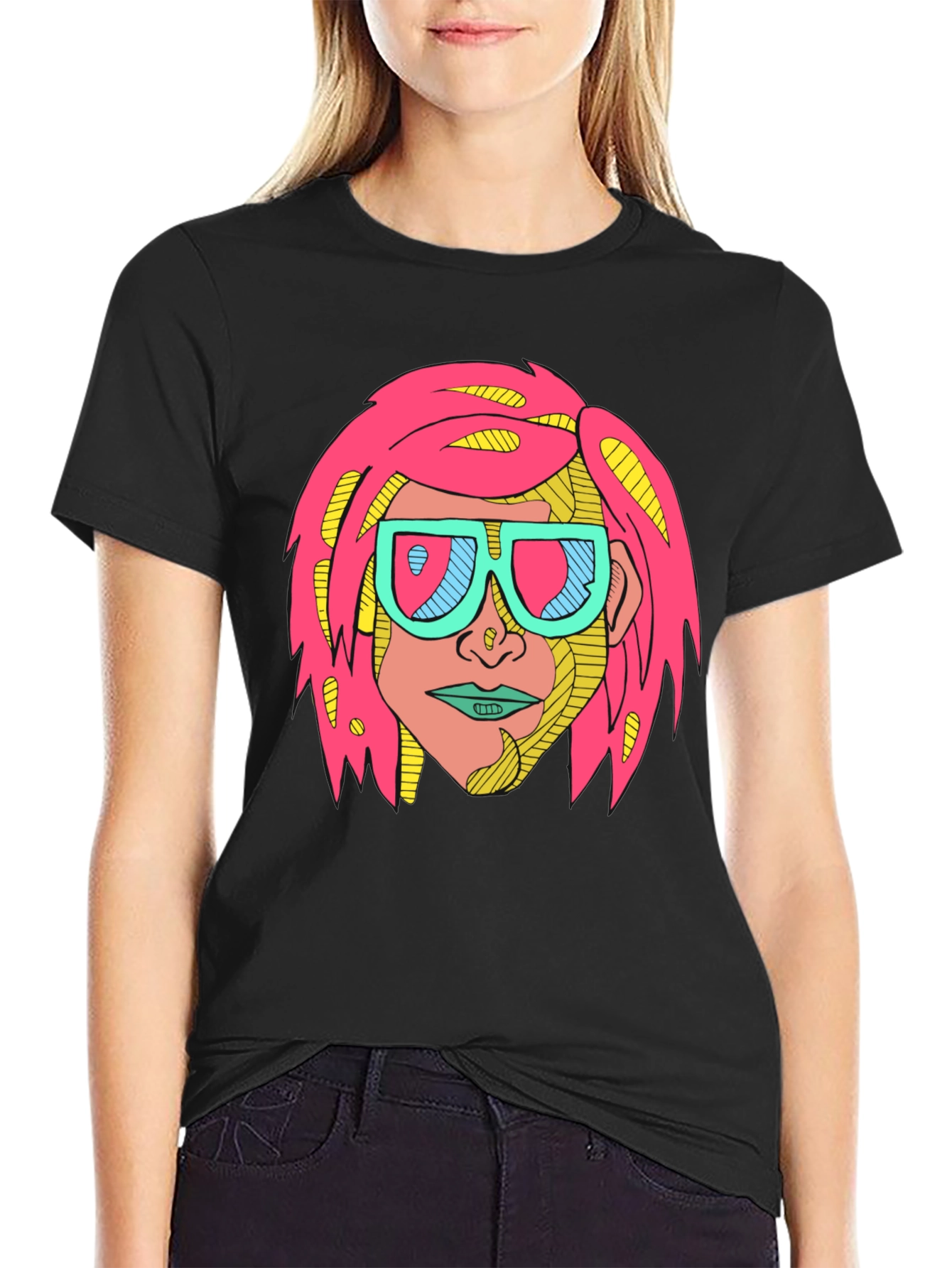 Black Funky Graphic Tee - Retro Pop Art Design view 2