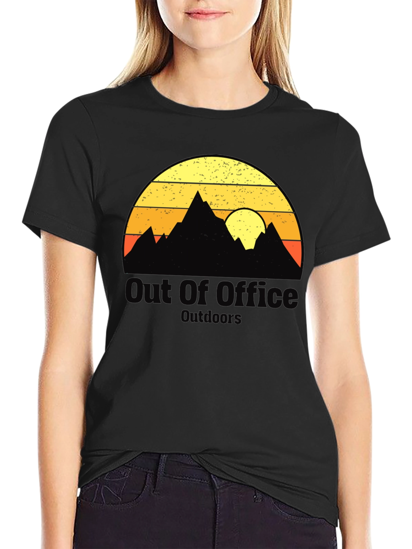 Black Out of Office Outdoors Graphic T-Shirt view 2
