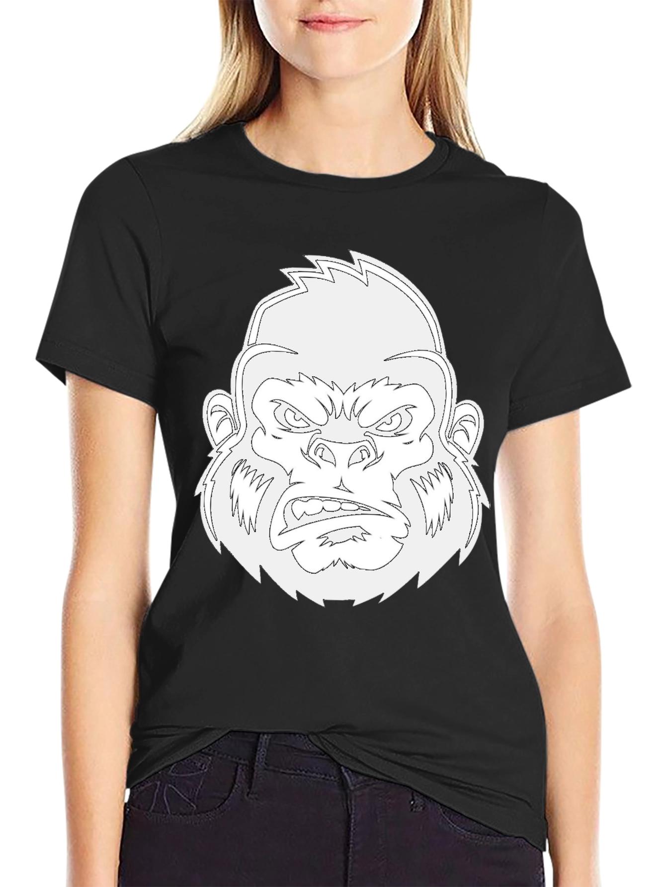 Black Gorilla Graphic Black T-Shirt for Men view 2