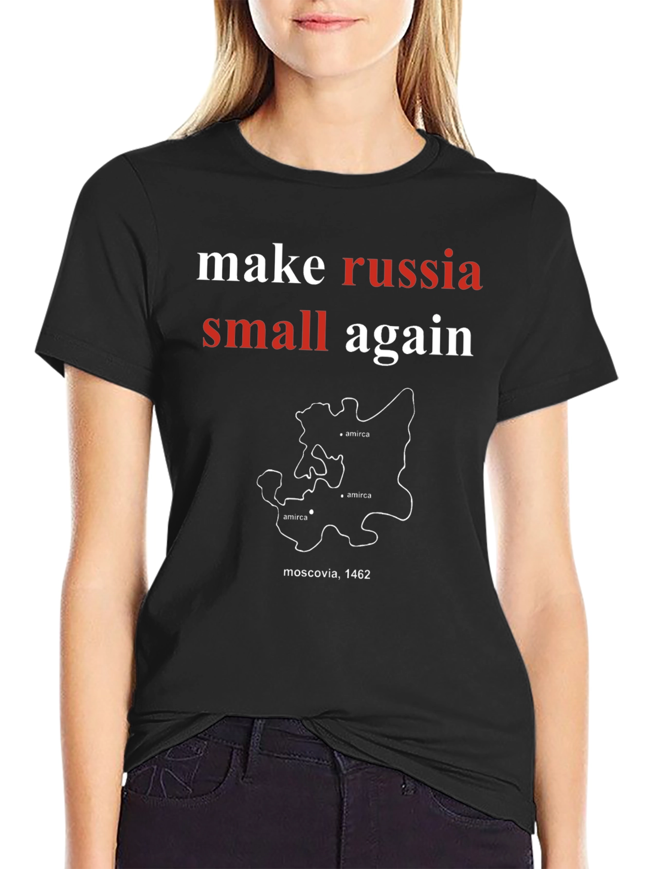 Black Make Russia Small Again T-Shirt - Black Cotton Tee view 2