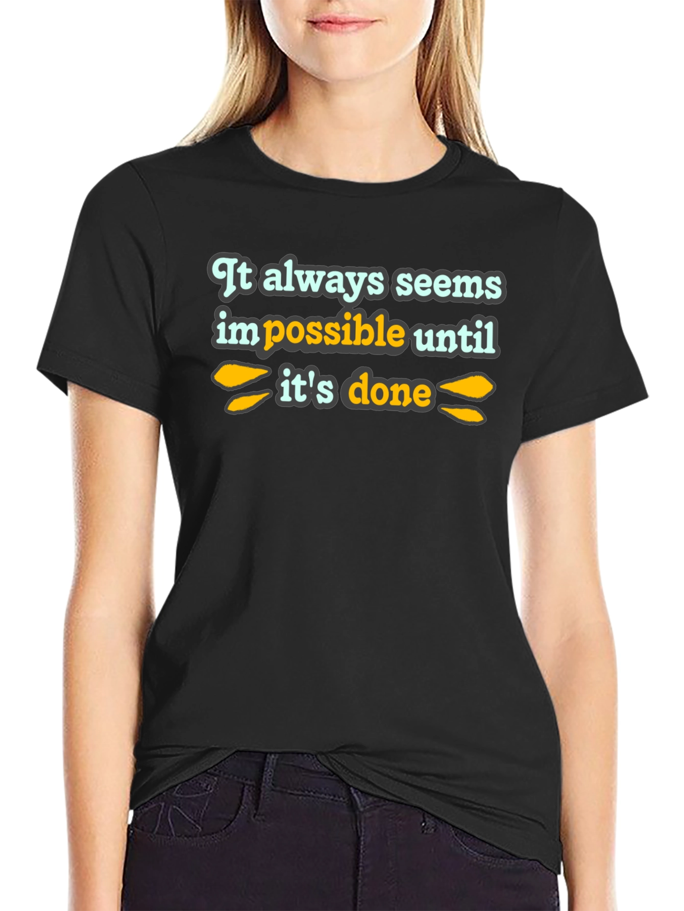Black Inspirational Quote T-Shirt - Black view 2