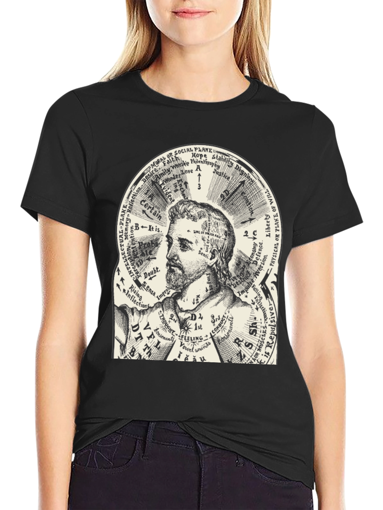 Black Vintage Anatomy Chart Graphic T-Shirt view 2