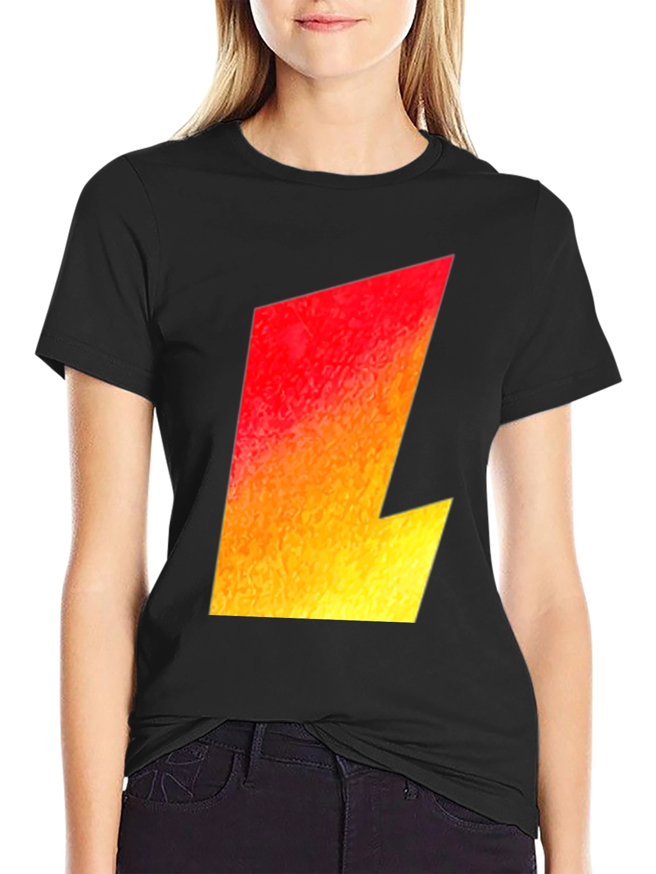 Black Flame Bolt Graphic Tee - Bold Statement Shirt view 2