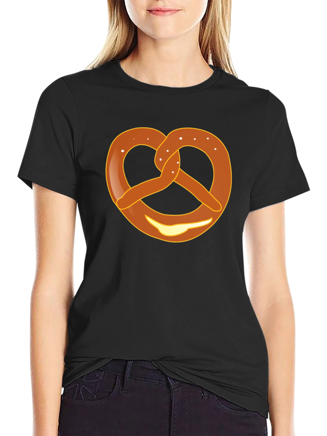 Black Pretzel Graphic T-Shirt - Unisex Crew Neck Tee view 2