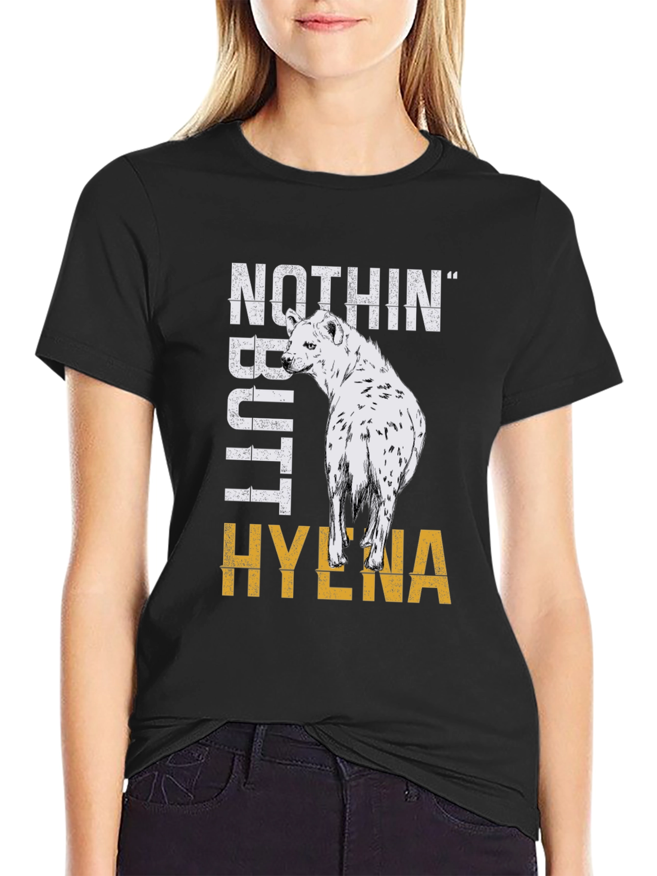 Black Nothin' Butt Hyena Graphic Tee view 2