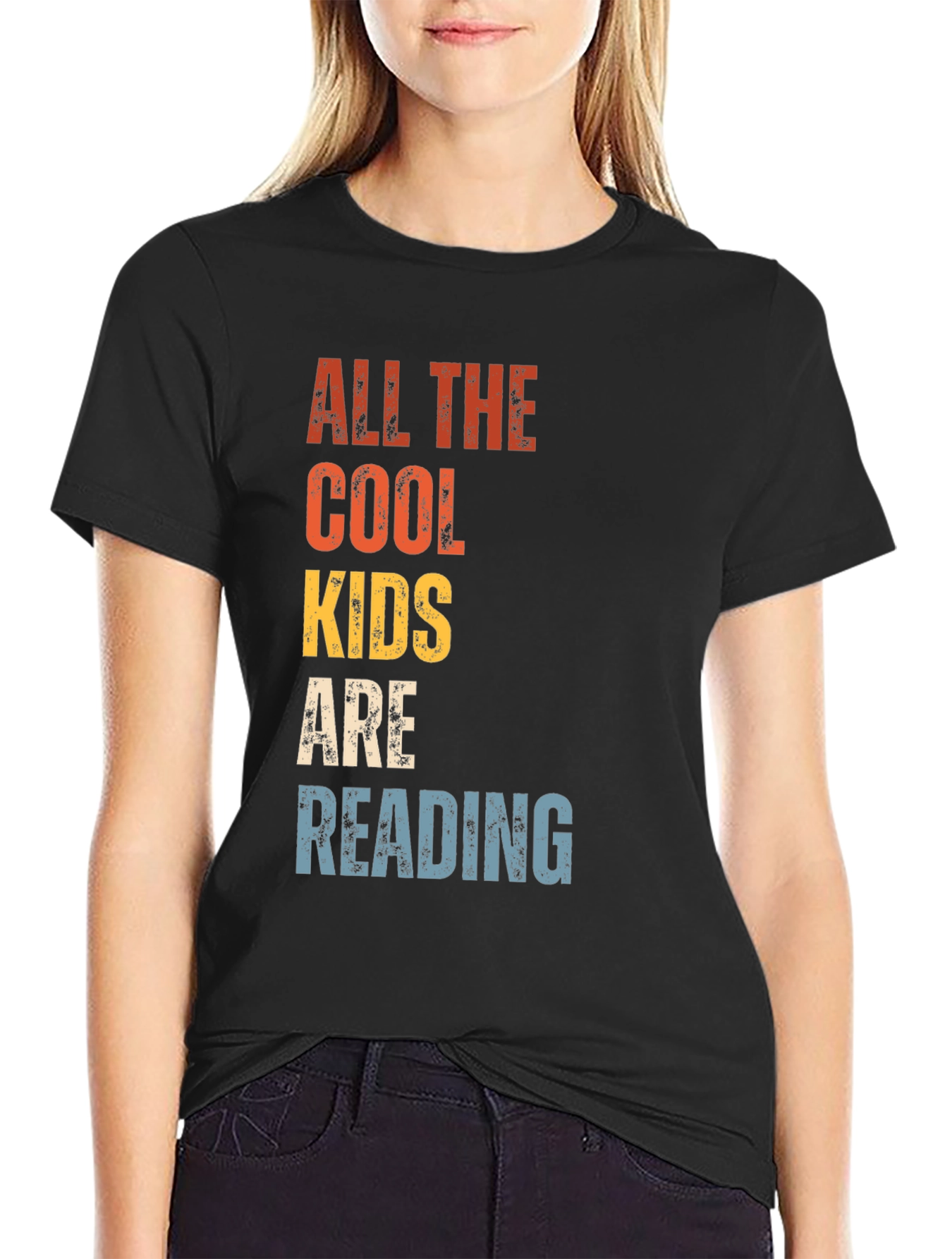 Black Cool Kids Reading T-Shirt - Retro Style view 2