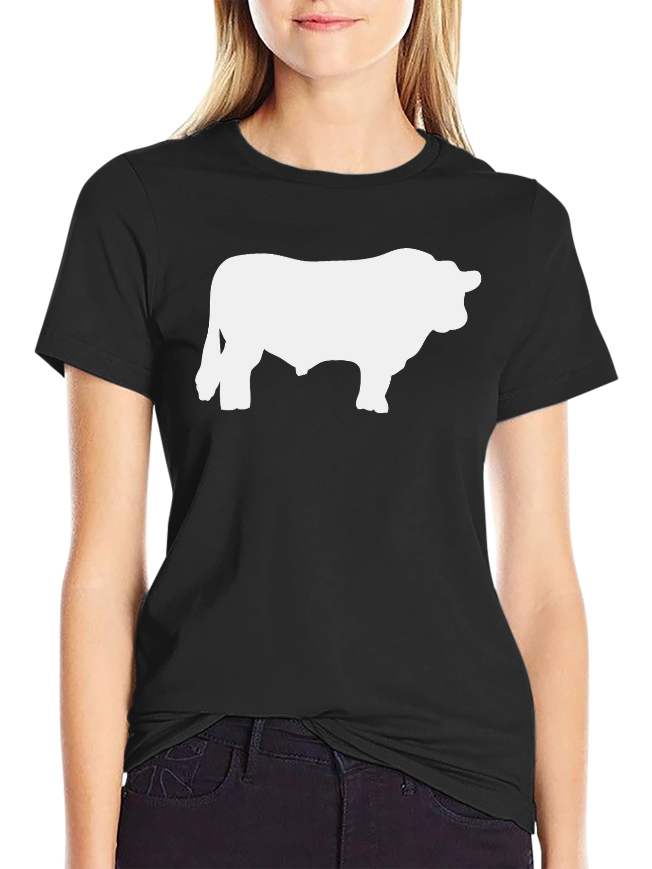 Black Bull Silhouette Graphic Tee - Black view 2