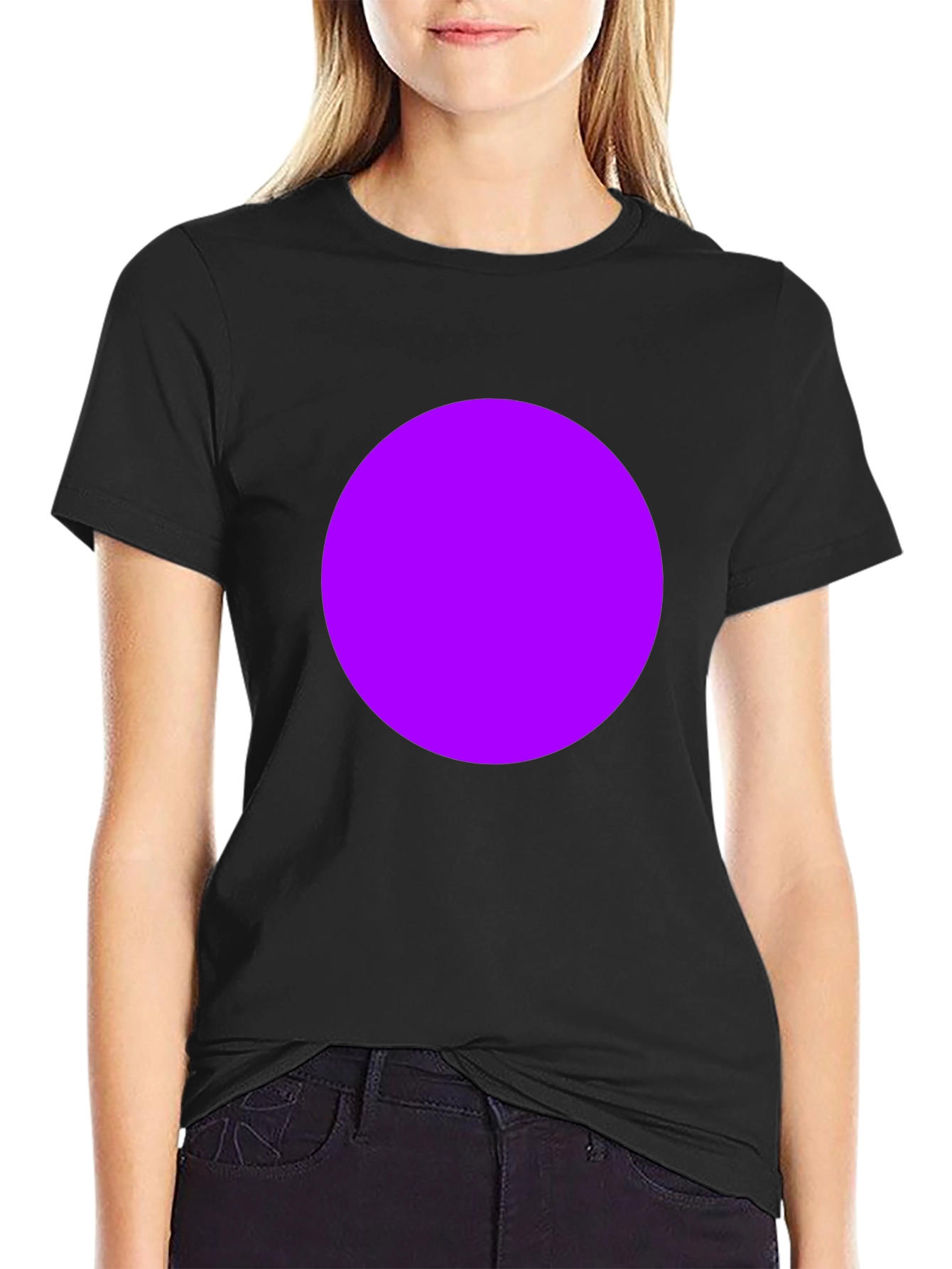 Black Men's Black T-Shirt with Bold Purple Circle Design view 2
