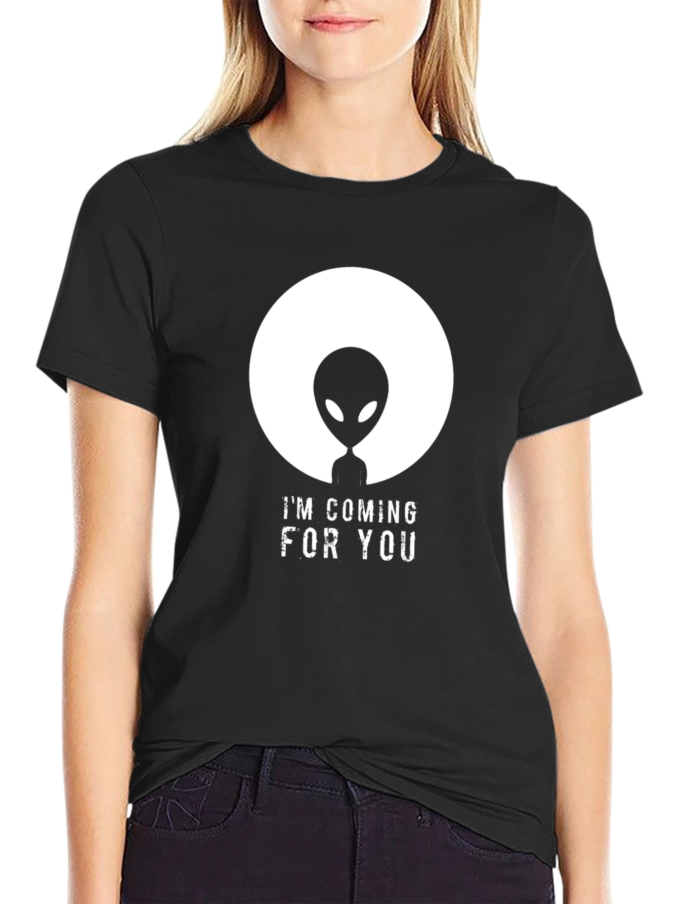 Black I'm Coming for You Alien Graphic Tee view 2