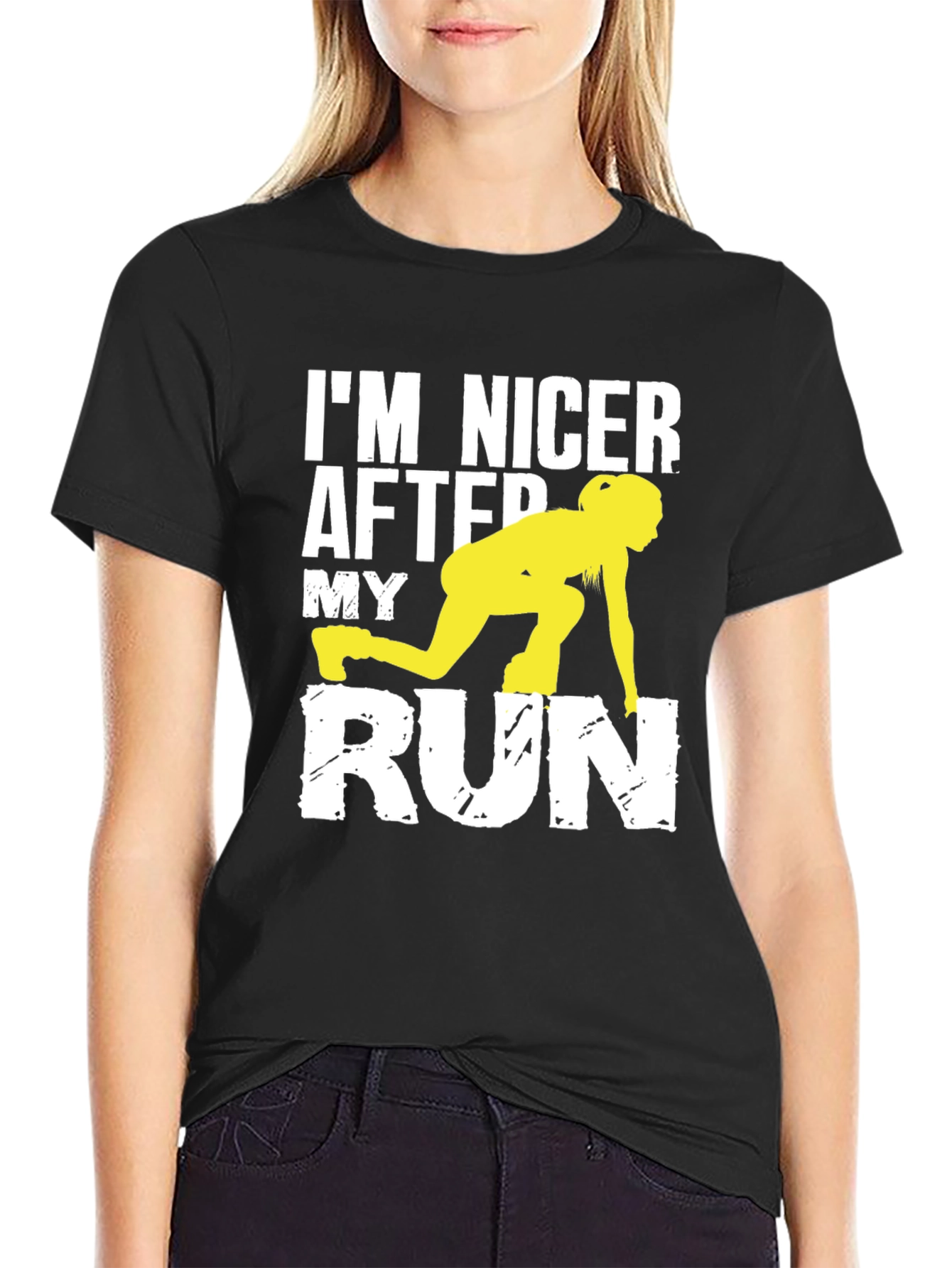 Black Funny Running T-Shirt: I'm Nicer After My Run view 2