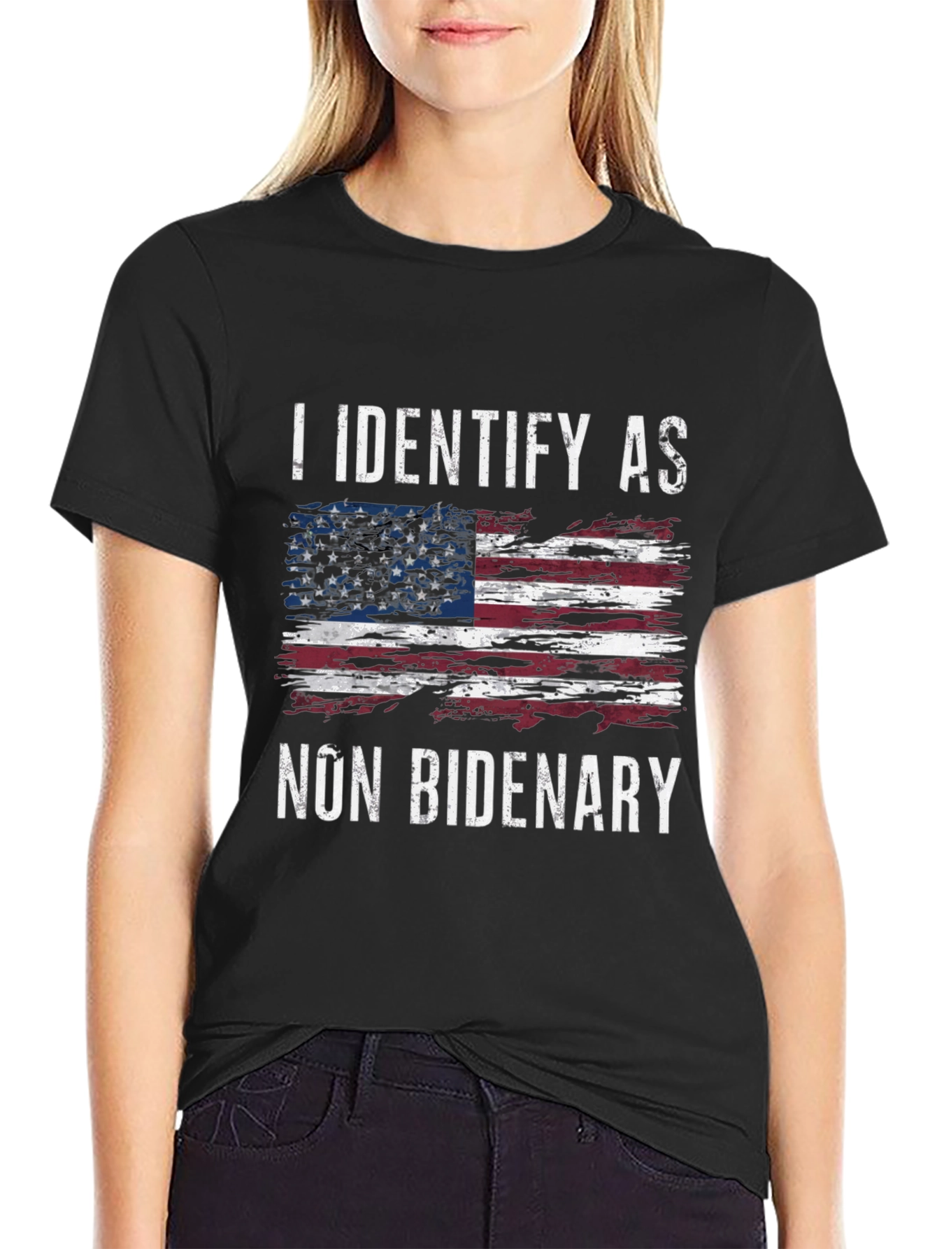 Black Non Bidenary T-Shirt - Political Humor view 2