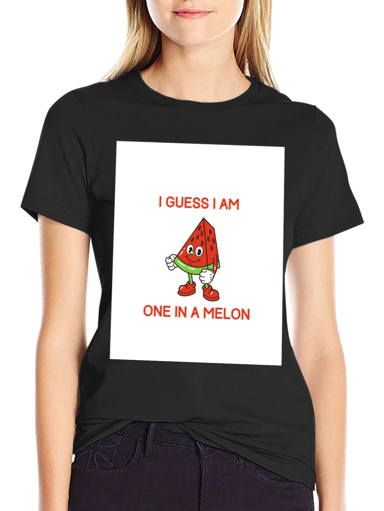 Black One in a Melon Graphic T-Shirt - Novelty Fruit Tee view 2