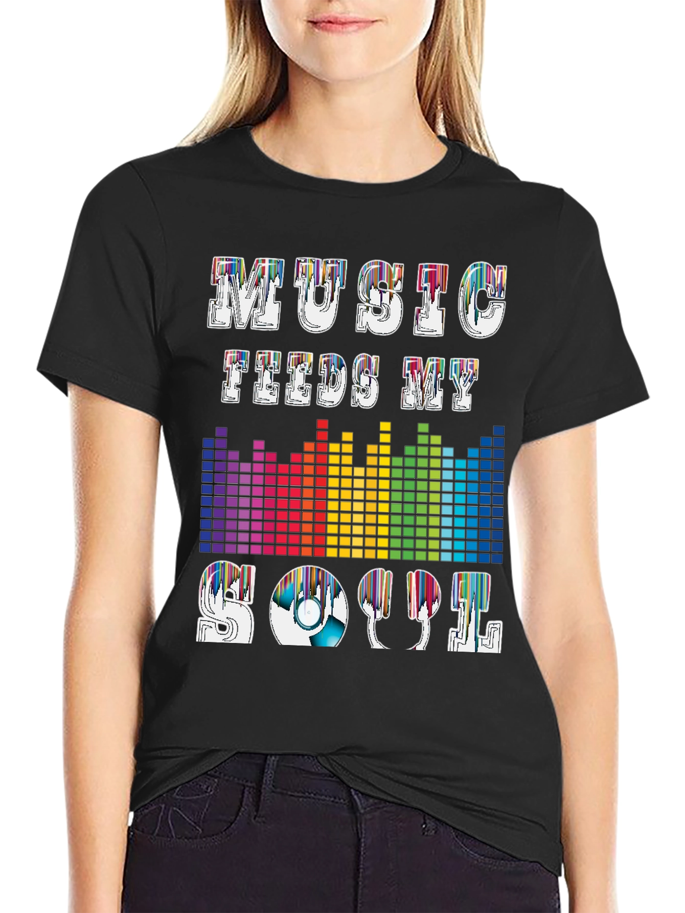 Black Music Feeds My Soul Graphic T-Shirt view 2