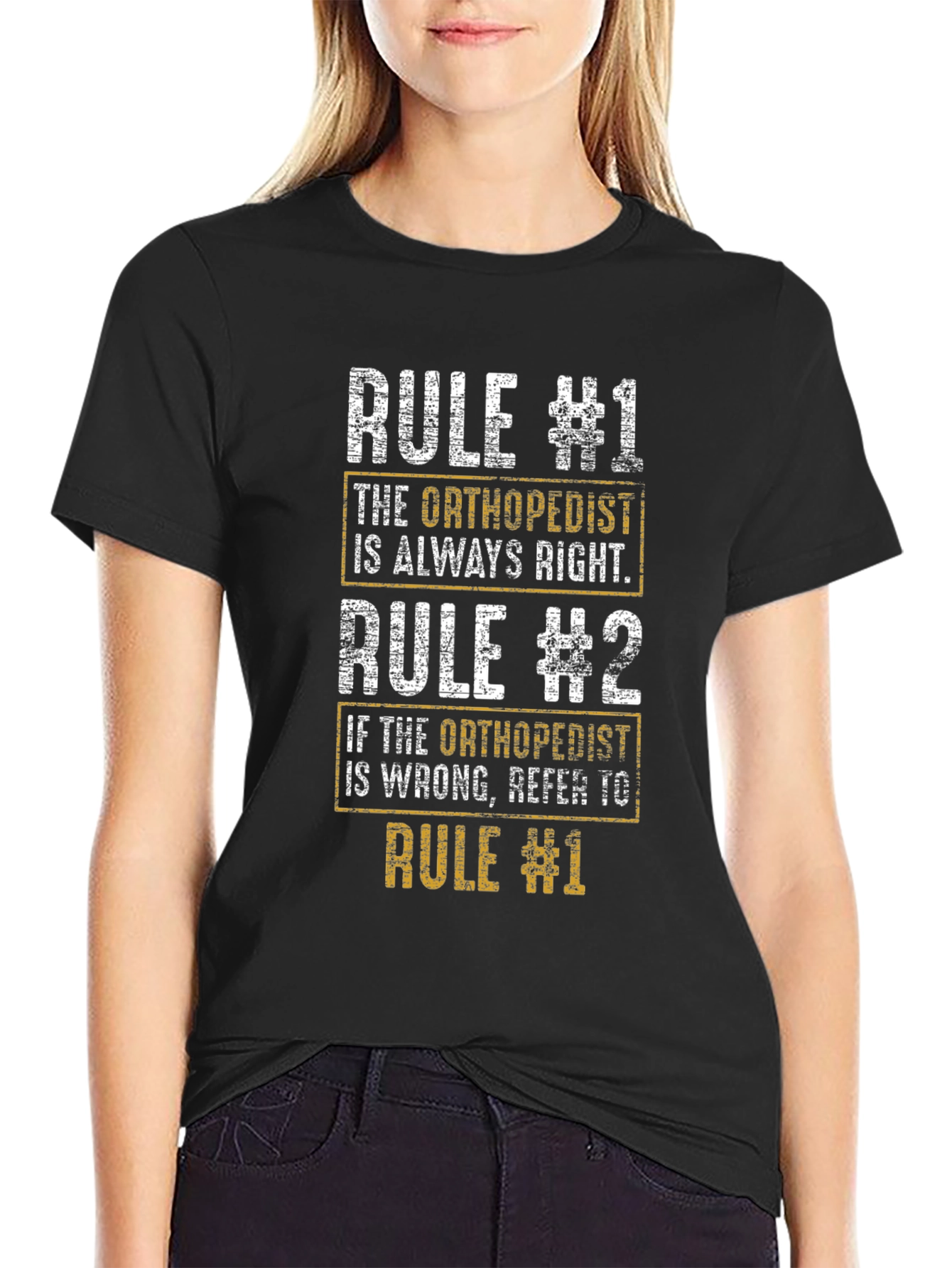 Black Orthopedist Rules T-Shirt - Funny Doctor Gift view 2