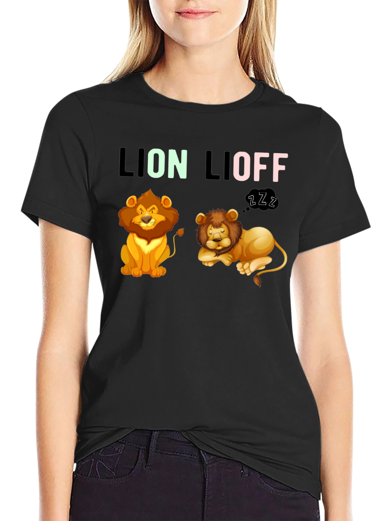 Black Lion Lioff T-Shirt - Funny Graphic Tee view 2