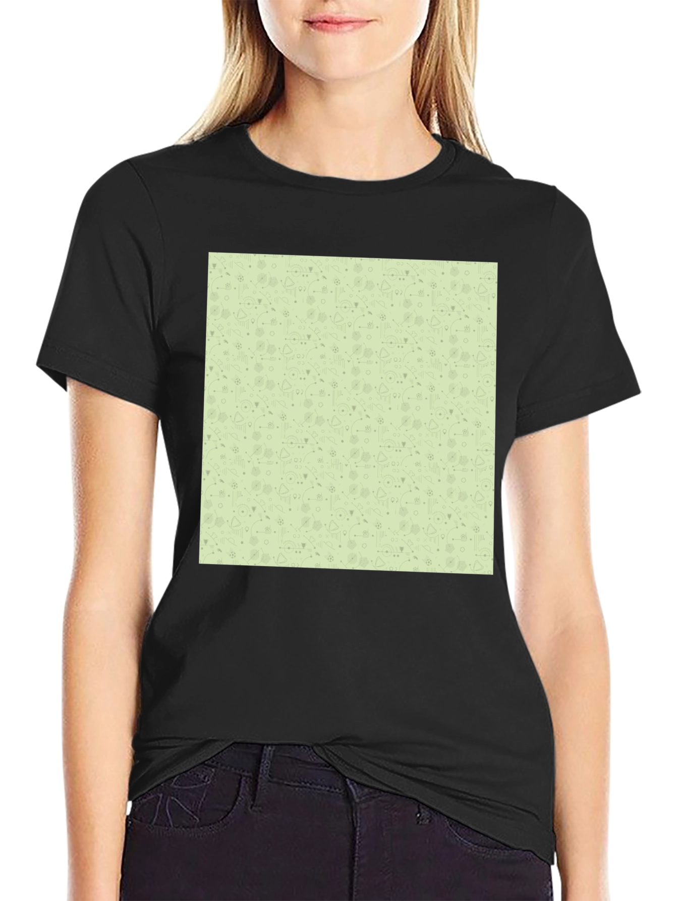 Black Patterned Tee - Stylish Casual Wear view 2