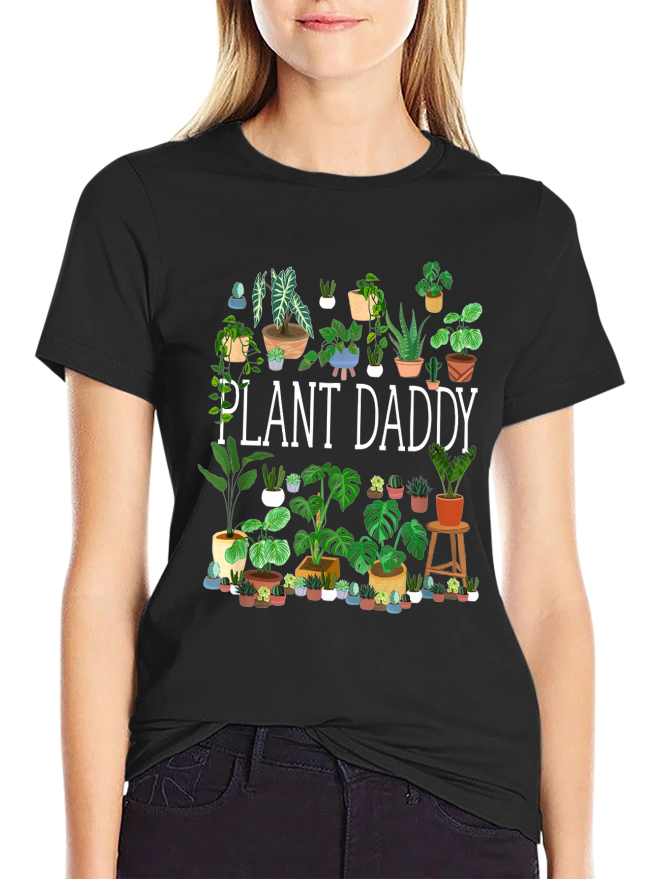 Black Plant Daddy T-Shirt - Gardener Gift view 2